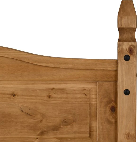 CORONA 4'6" HIGH END DOUBLE BED - DISTRESSED WAXED PINE - Image 6