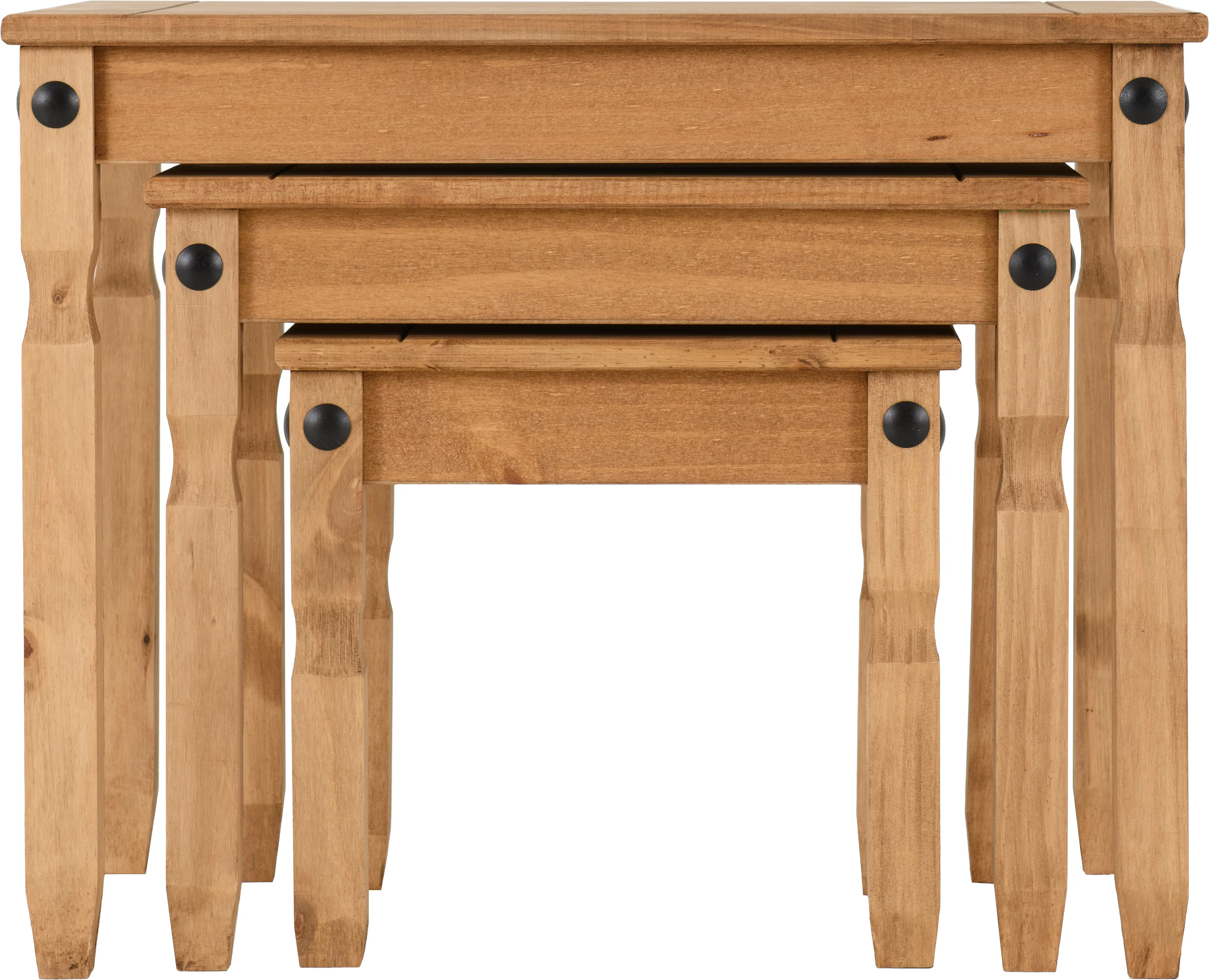 CORONA NEST OF TABLES - DISTRESSED WAXED PINE - Image 3