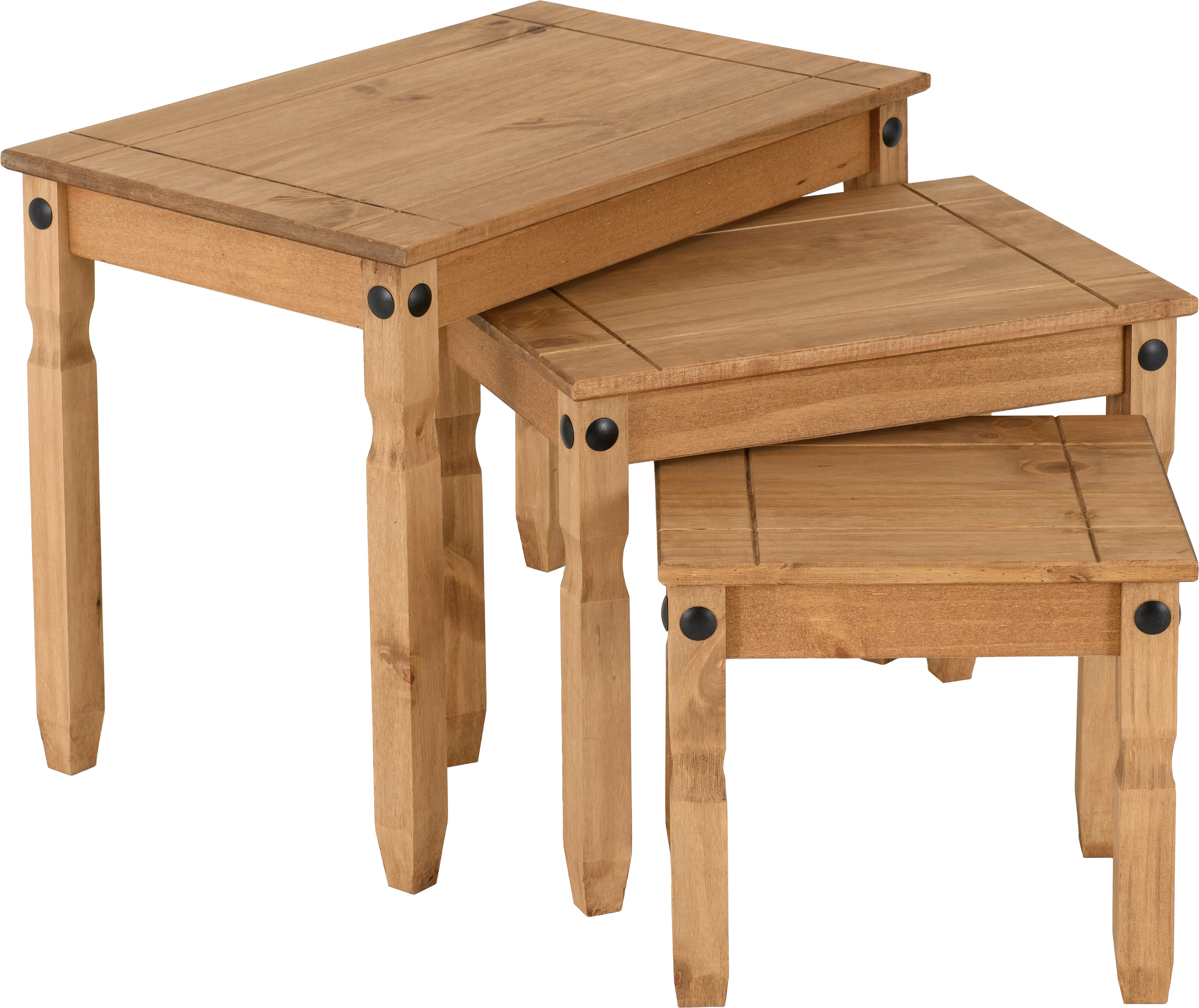 CORONA NEST OF TABLES - DISTRESSED WAXED PINE - Image 5