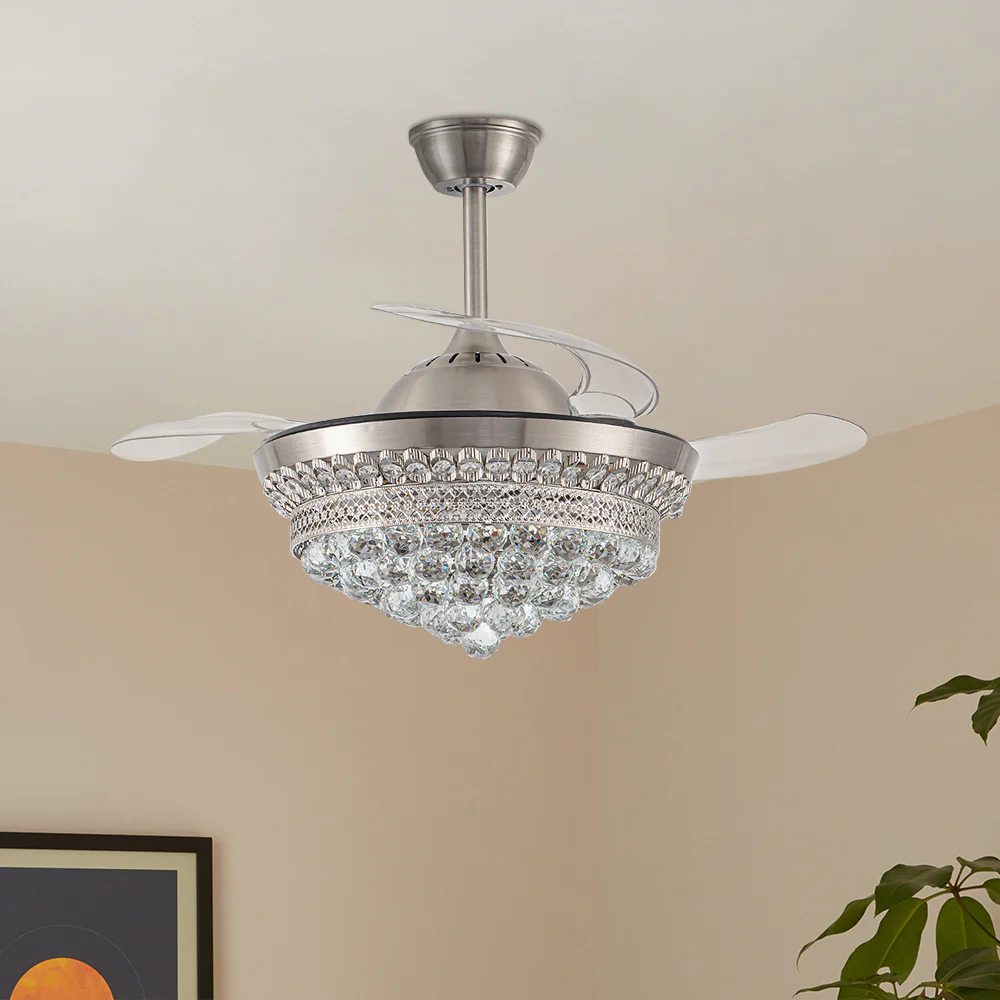 Cottonfy UK 42" Crystal LED Ceiling Fan with 3 Color Lights - Image 2