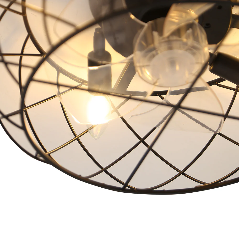 Cottonfy UK Black Cage Ceiling Fan Light - Image 3