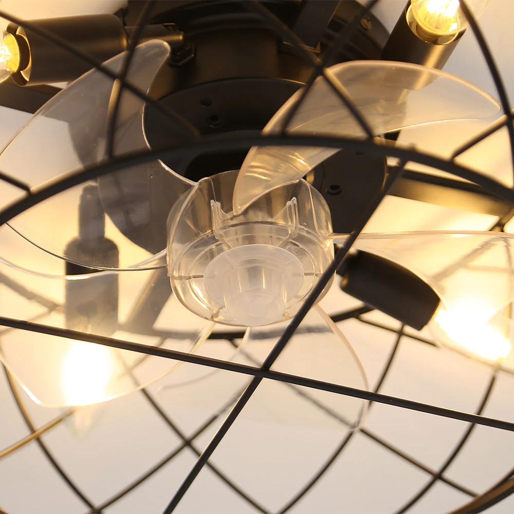 Cottonfy UK Black Cage Ceiling Fan Light - Image 4