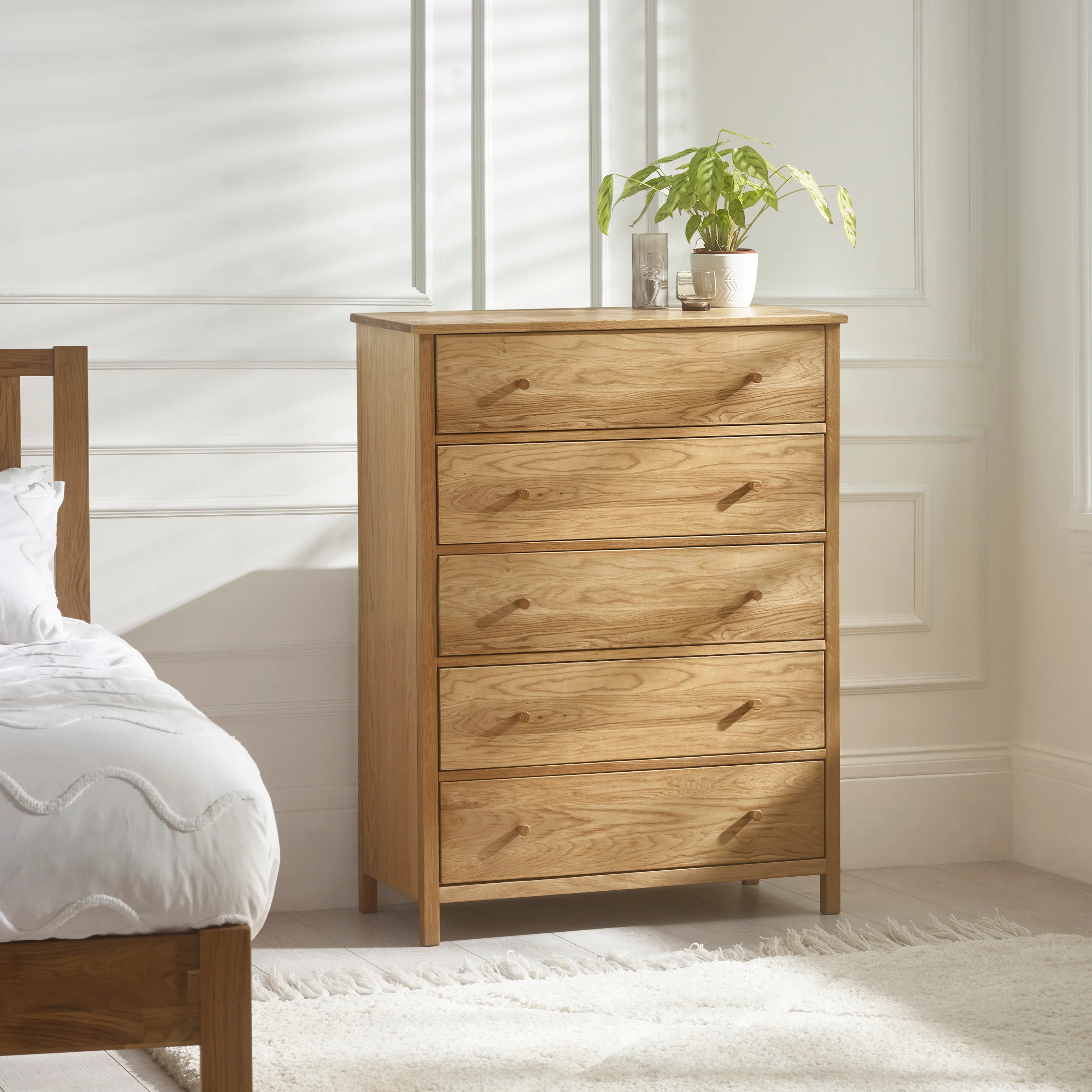 Rowan 5 Drawer Wide Chest - Oak