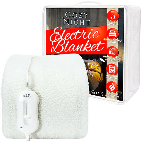 Cozy Night Electric Blanket Heated With 3 Heat Settings - Quick Fit Underblanket - Fleece Material Machine Washable