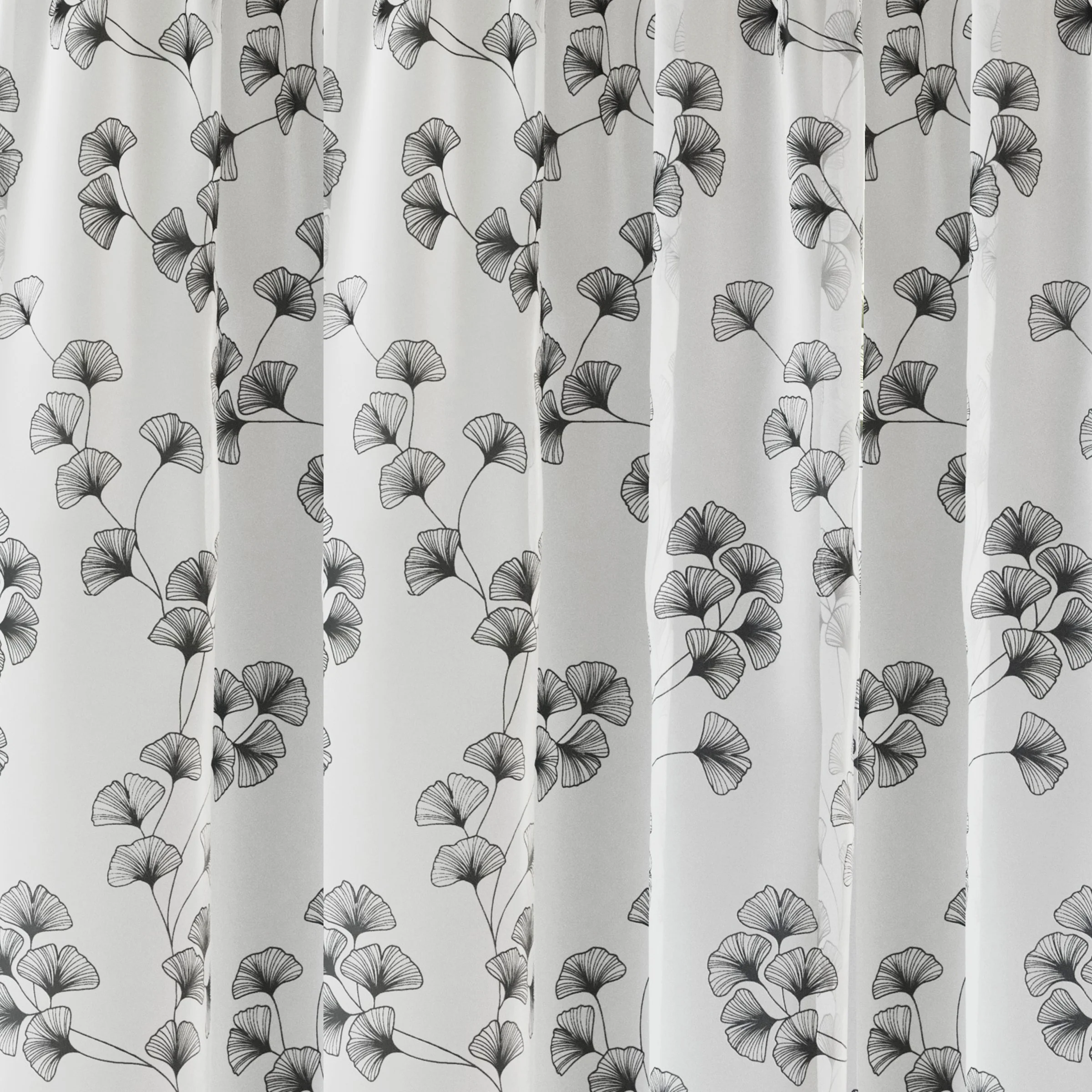 Delila Black Leaf Print Voile Panel - Pair - Image 3
