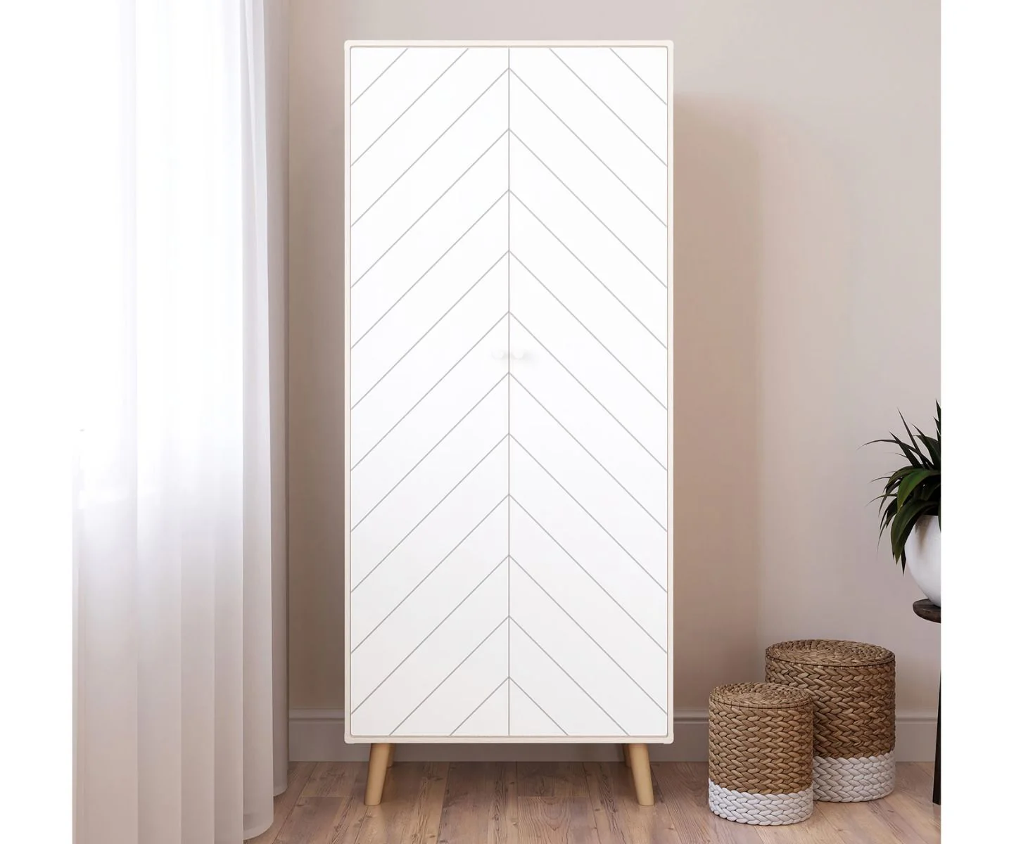 DIXIE 2 DOOR WARDROBE - DUSTY GREY/WHITE - Image 2