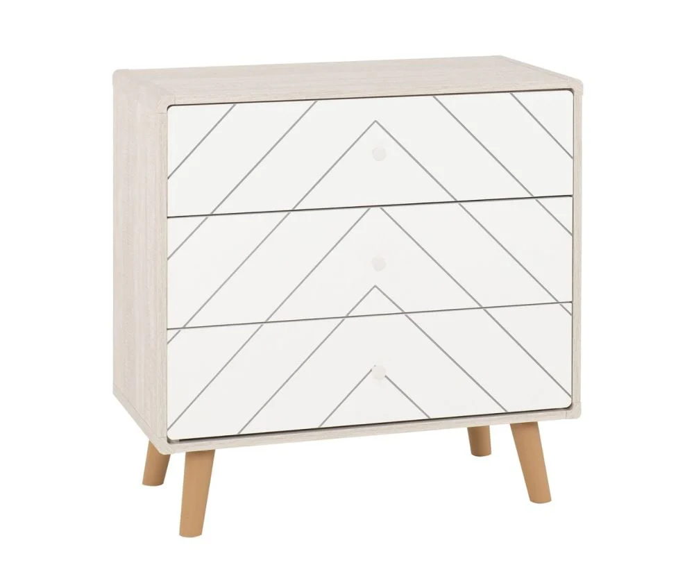 DIXIE 3 DRAWER CHEST - DUSTY GREY/WHITE - Image 2