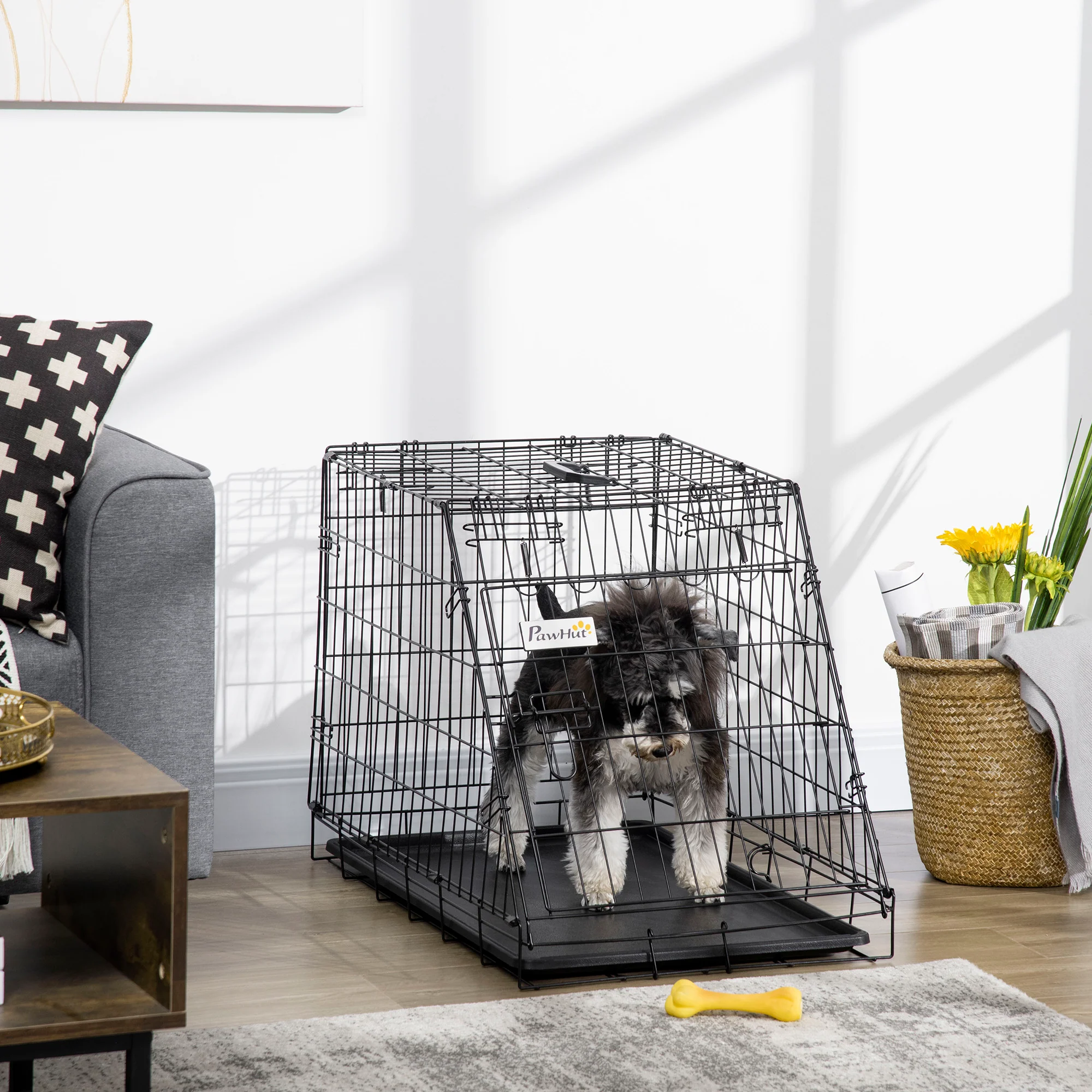 Pawhut Trapeze Collapsible Dog Pet Travel Box Cage Removable Tray 77 X 47 X 55cm - Image 2