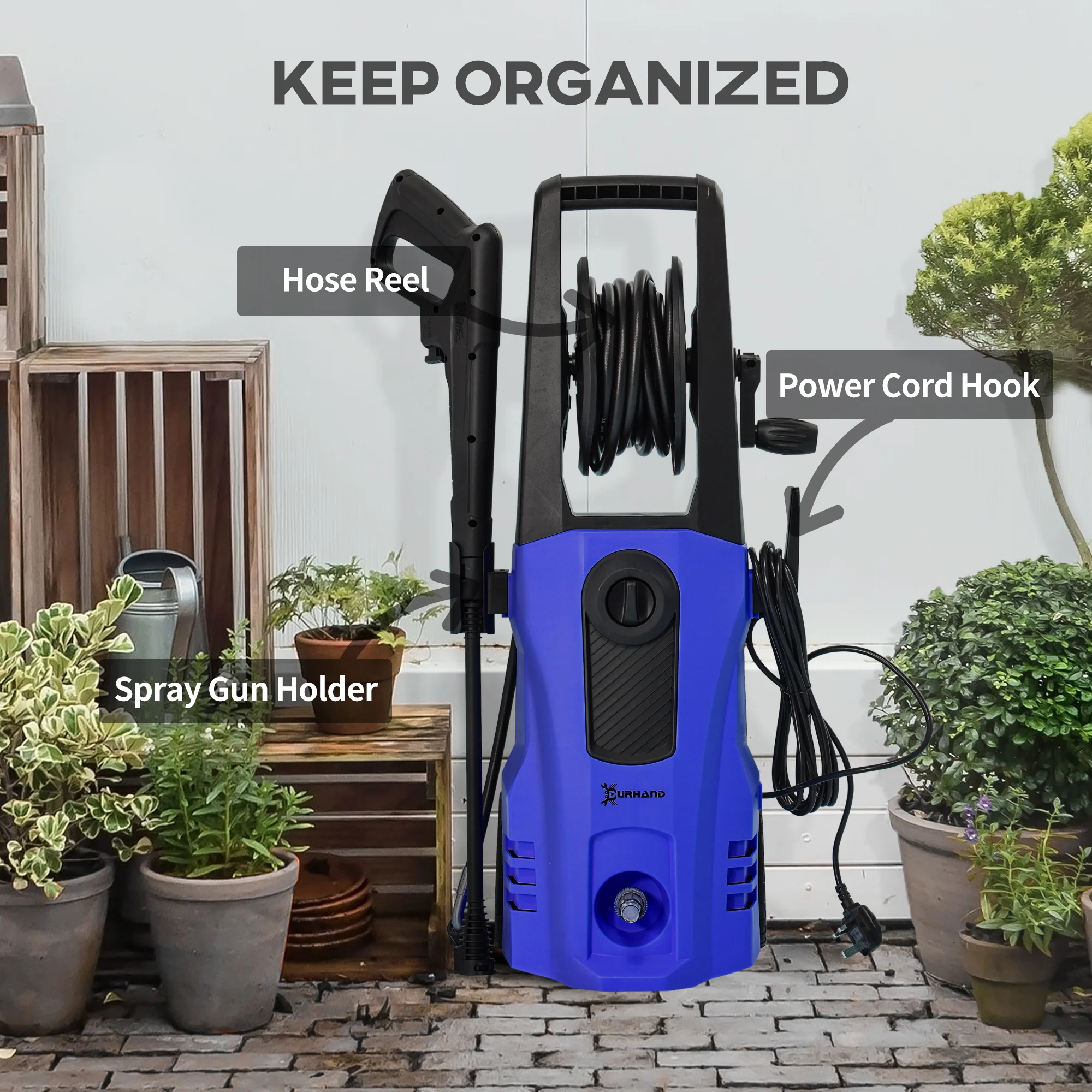 DURHAND Portable Power Washer 1800W, 150 Bar, 510 L/h for Garden, Car, Blue - Image 7