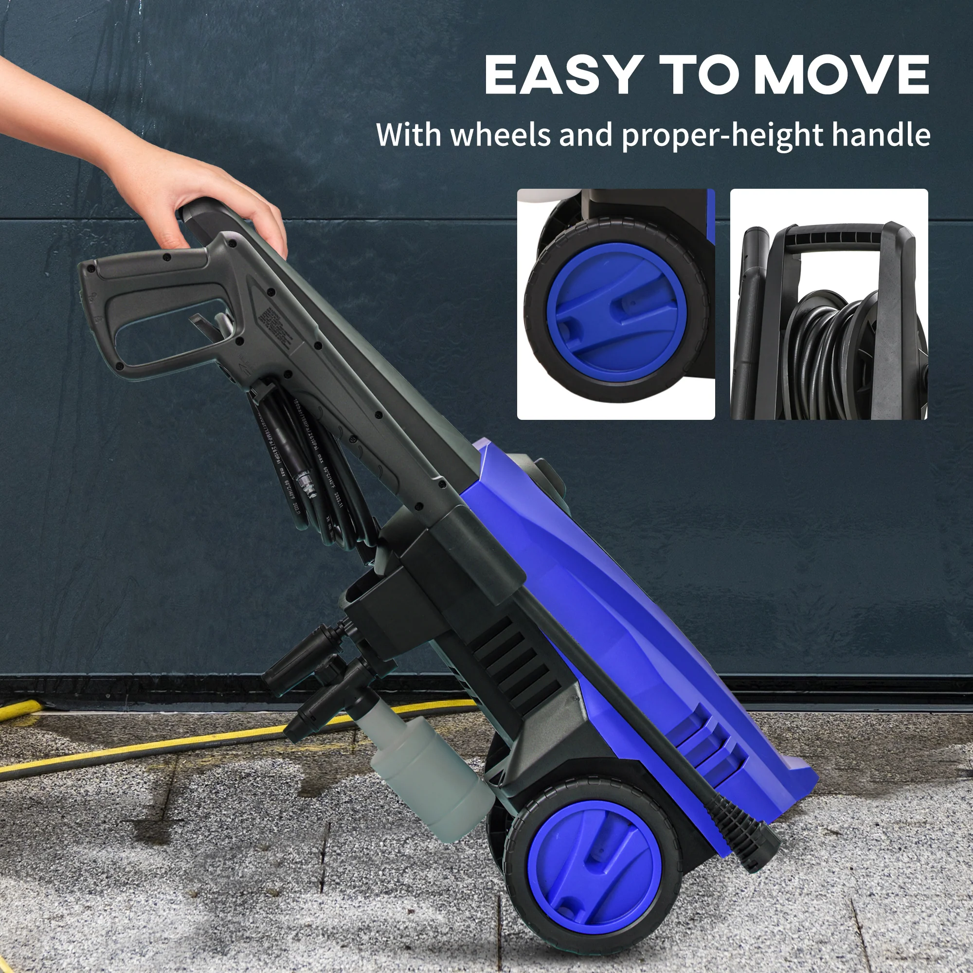 DURHAND Portable Power Washer 1800W, 150 Bar, 510 L/h for Garden, Car, Blue - Image 8