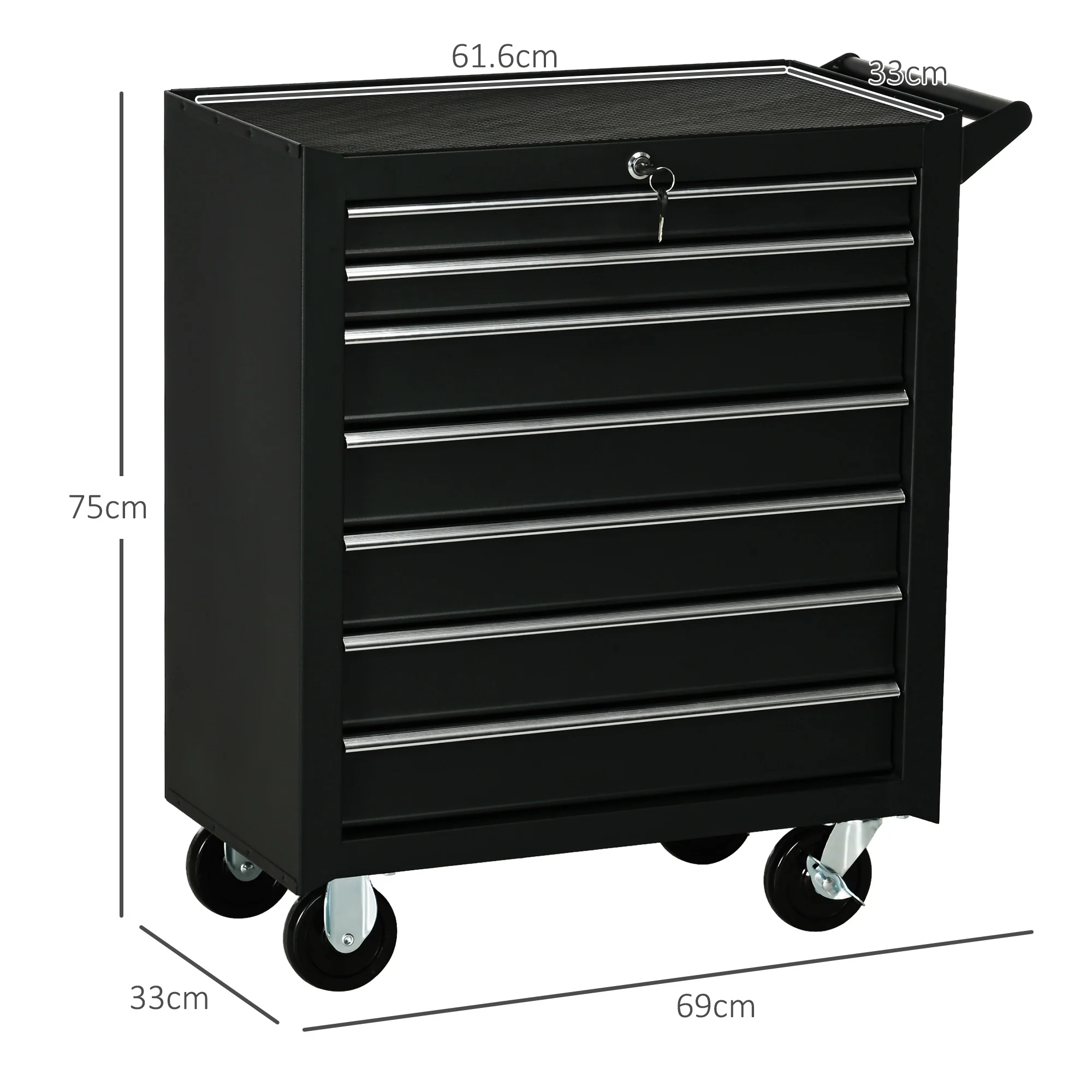DURHAND Roller Tool Storage Chest Box Garage Workshop 7 Drawers Black - Image 5