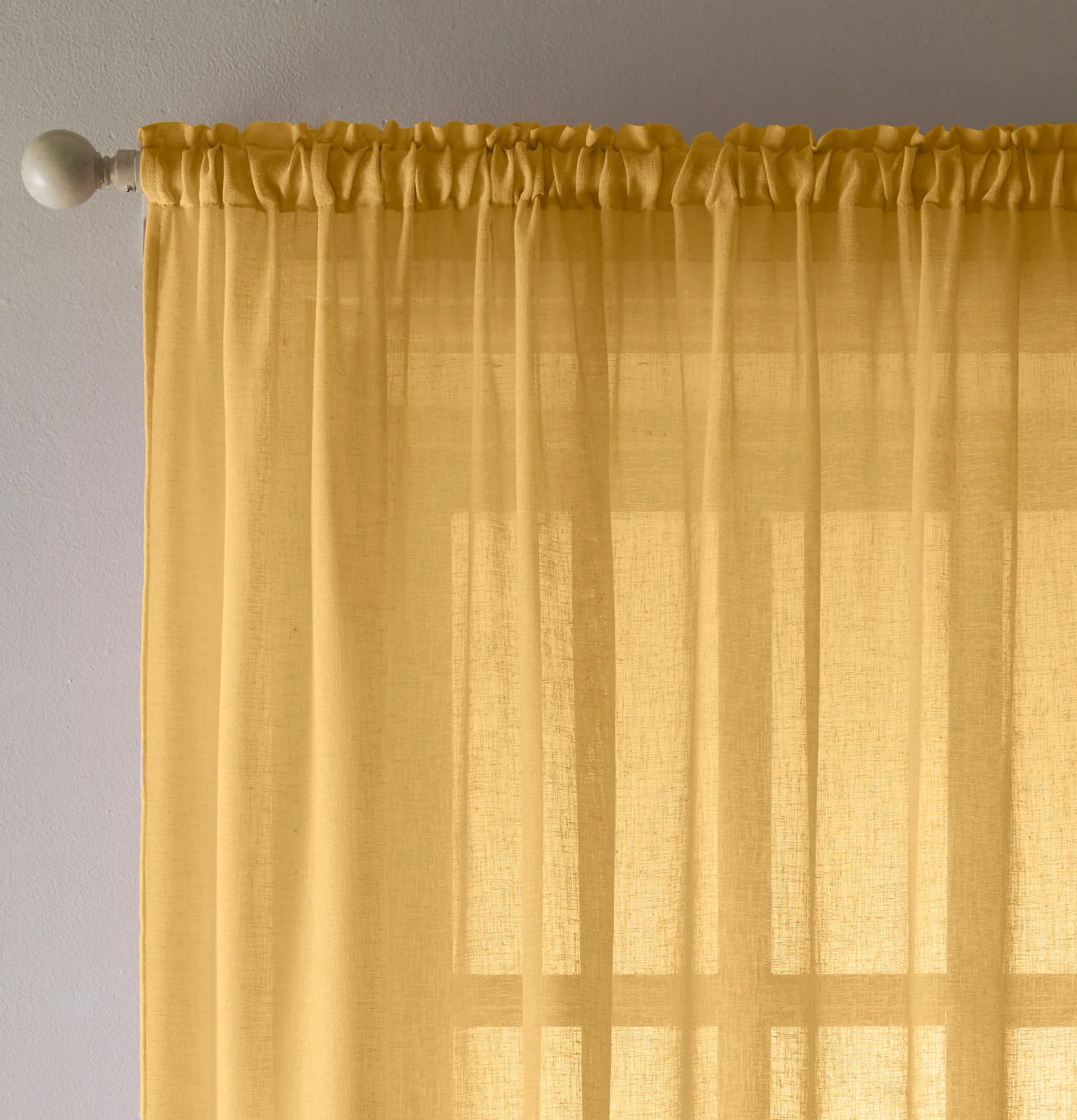 Eden Ochre 100% Recycled Plain Voile Panel - Pair - Image 2