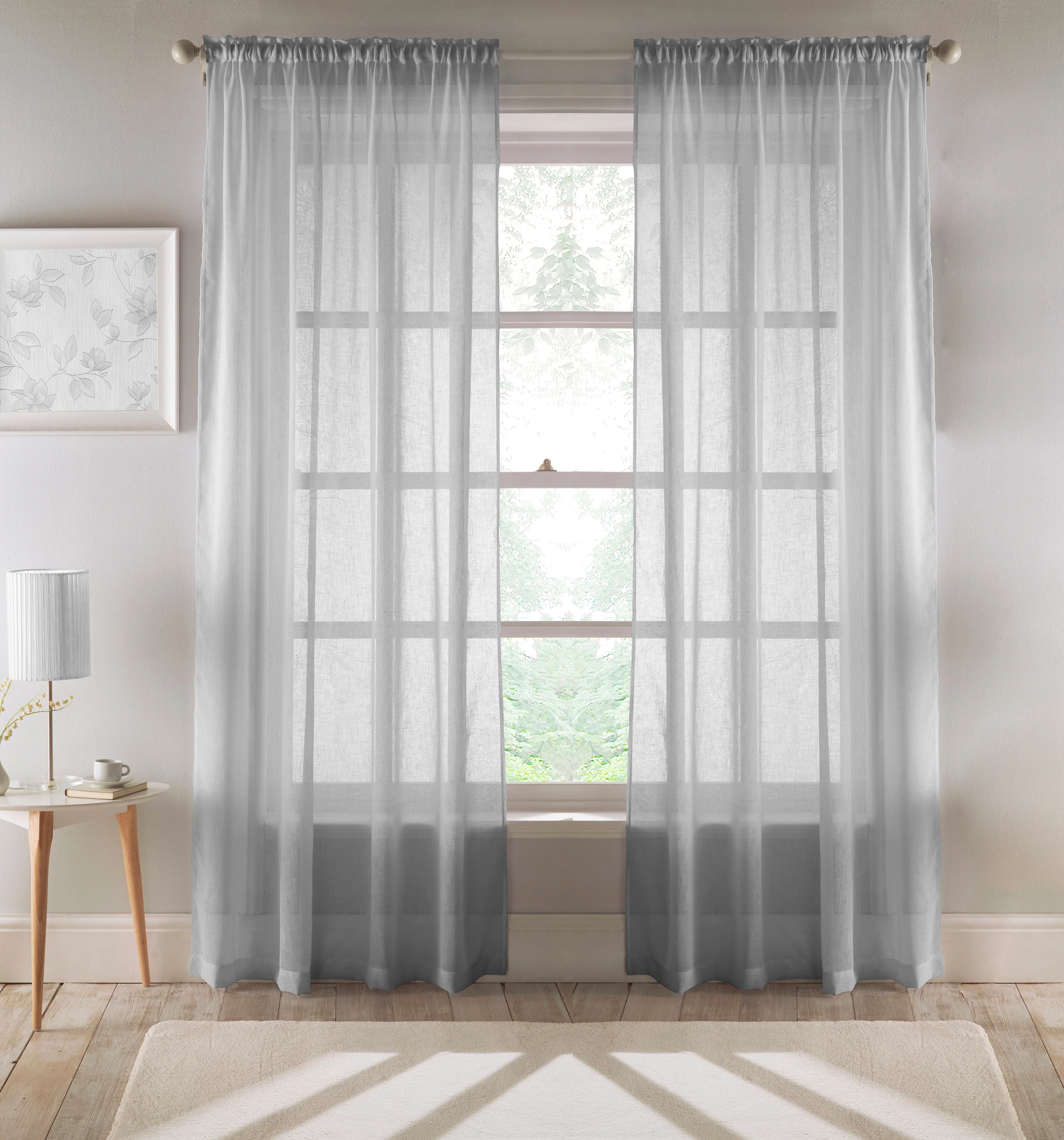 Eden Silver 100% Recycled Plain Voile Panel - Pair