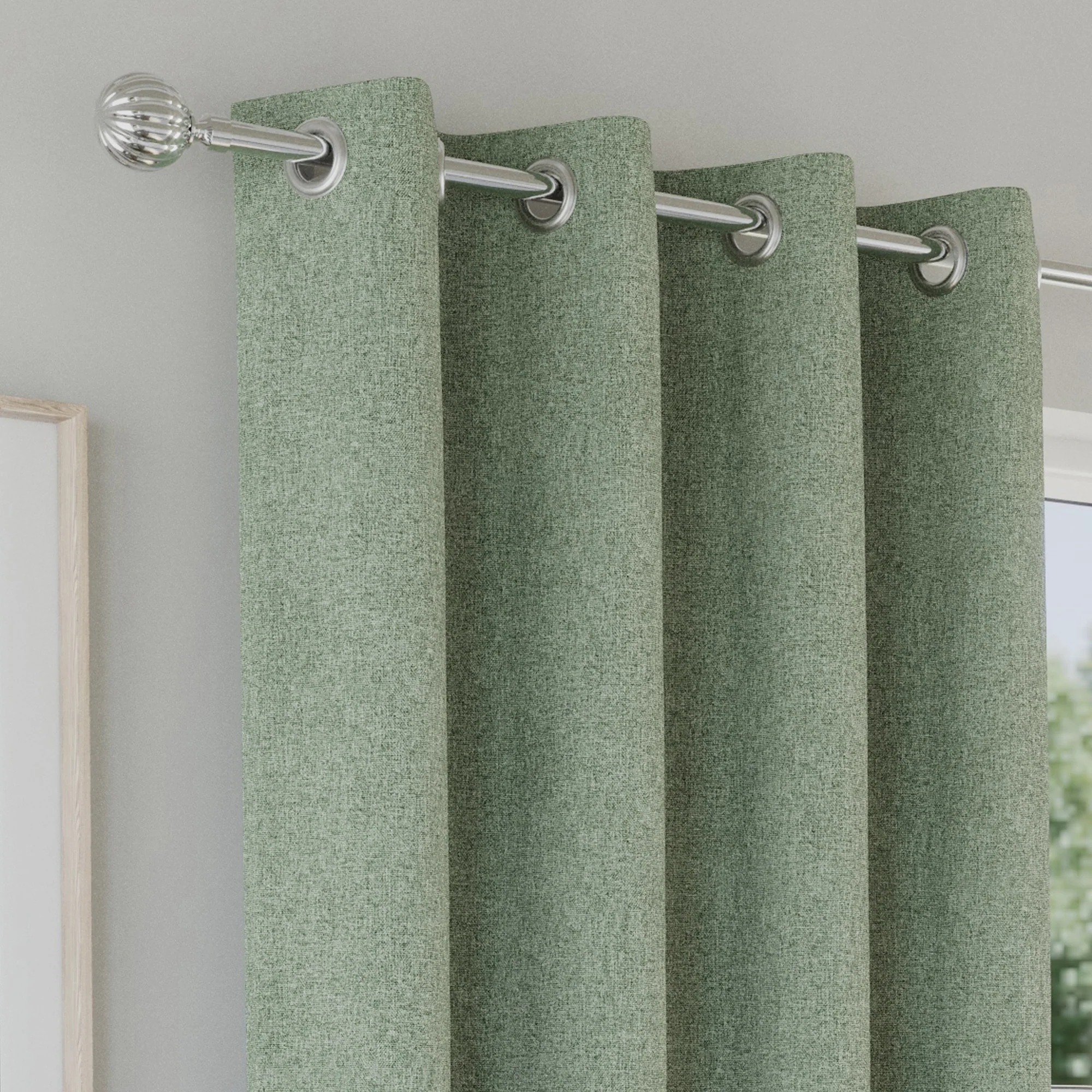 Enhanced Living Austin 100% Blackout, Thermal Green Curtains With Eyelet Header - Pair - Image 3