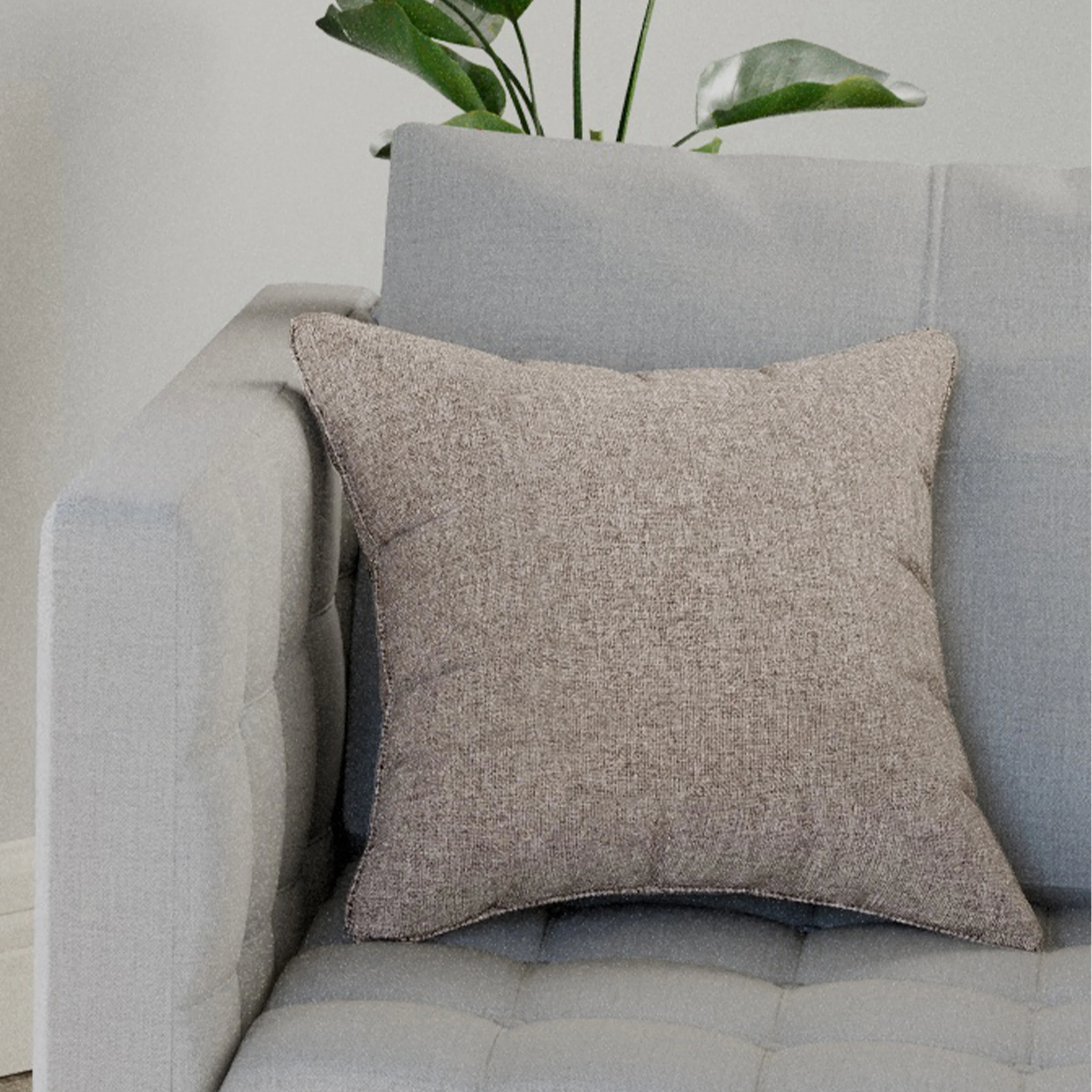 Enhanced Living Austin/Dallas Textured Pair of Natural Cushion Covers - 43x43cm - Cases Only - Image 2