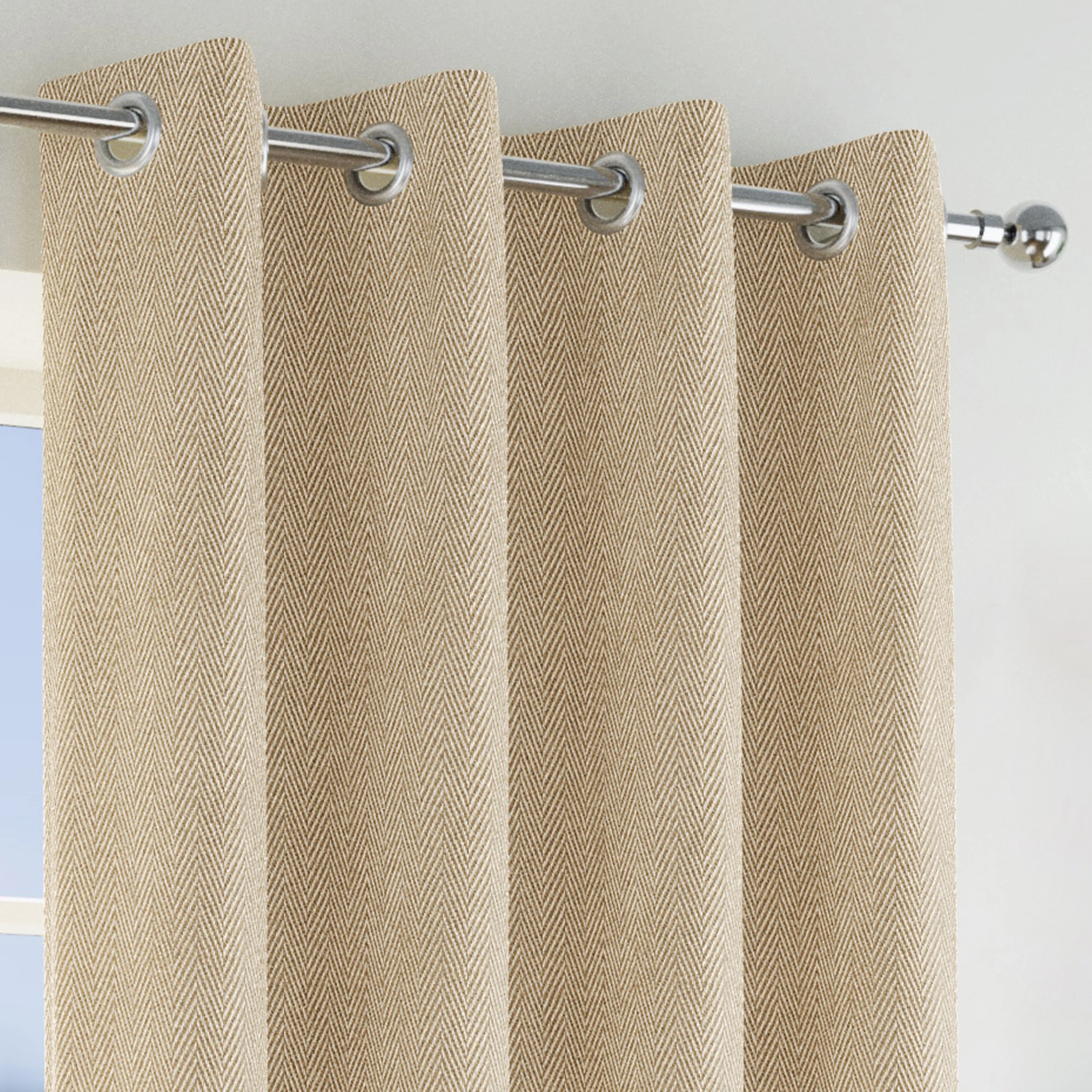 Enhanced Living Chester Natural Eyelet Thermal Noise Reducing Blackout Curtains - Pair - Image 2