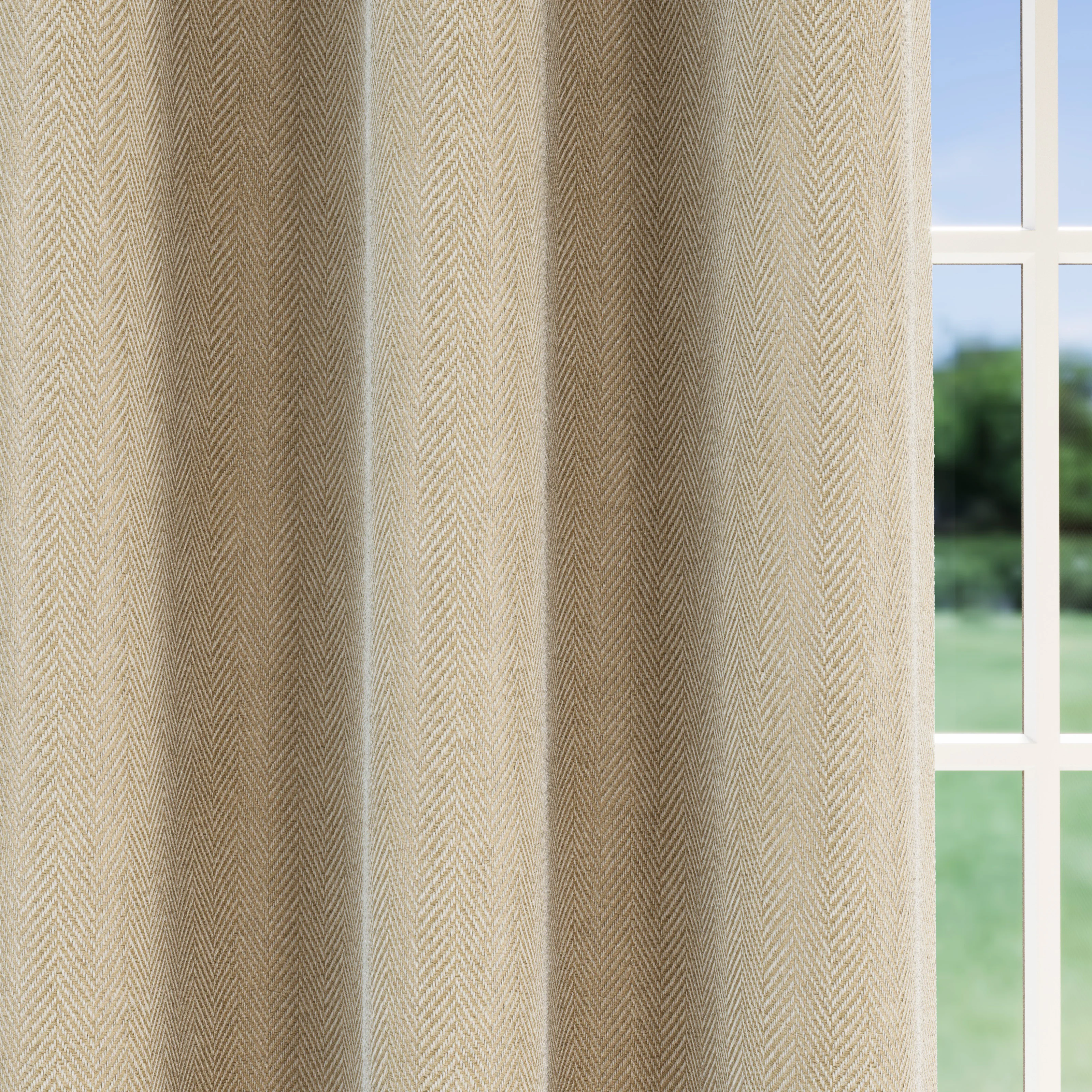 Enhanced Living Chester Natural Eyelet Thermal Noise Reducing Blackout Curtains - Pair - Image 3