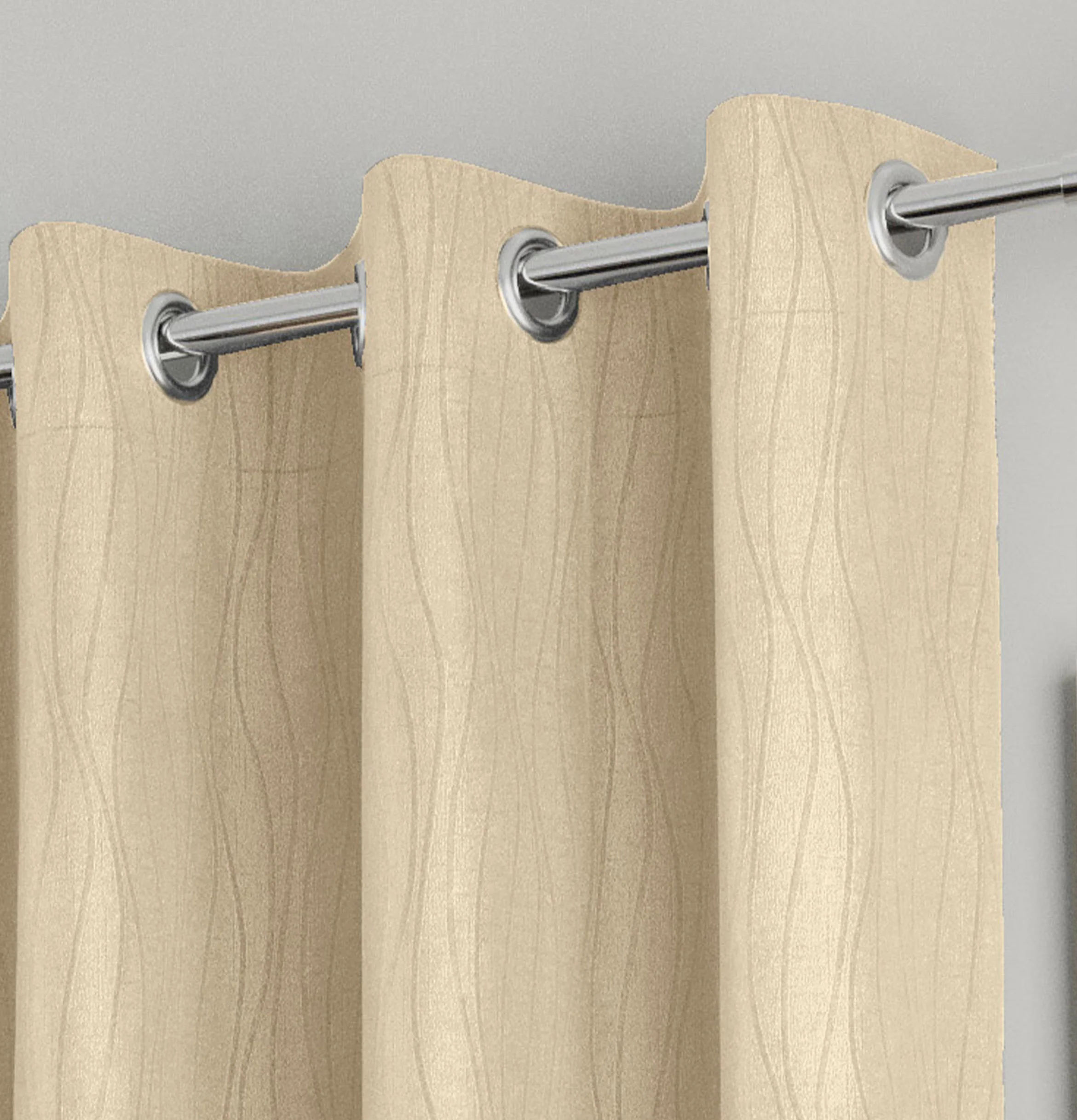 Enhanced Living Goodwood Cream Thermal, Energy Saving, Dimout Eyelet Curtains with Wave Pattern - Pair - Image 3