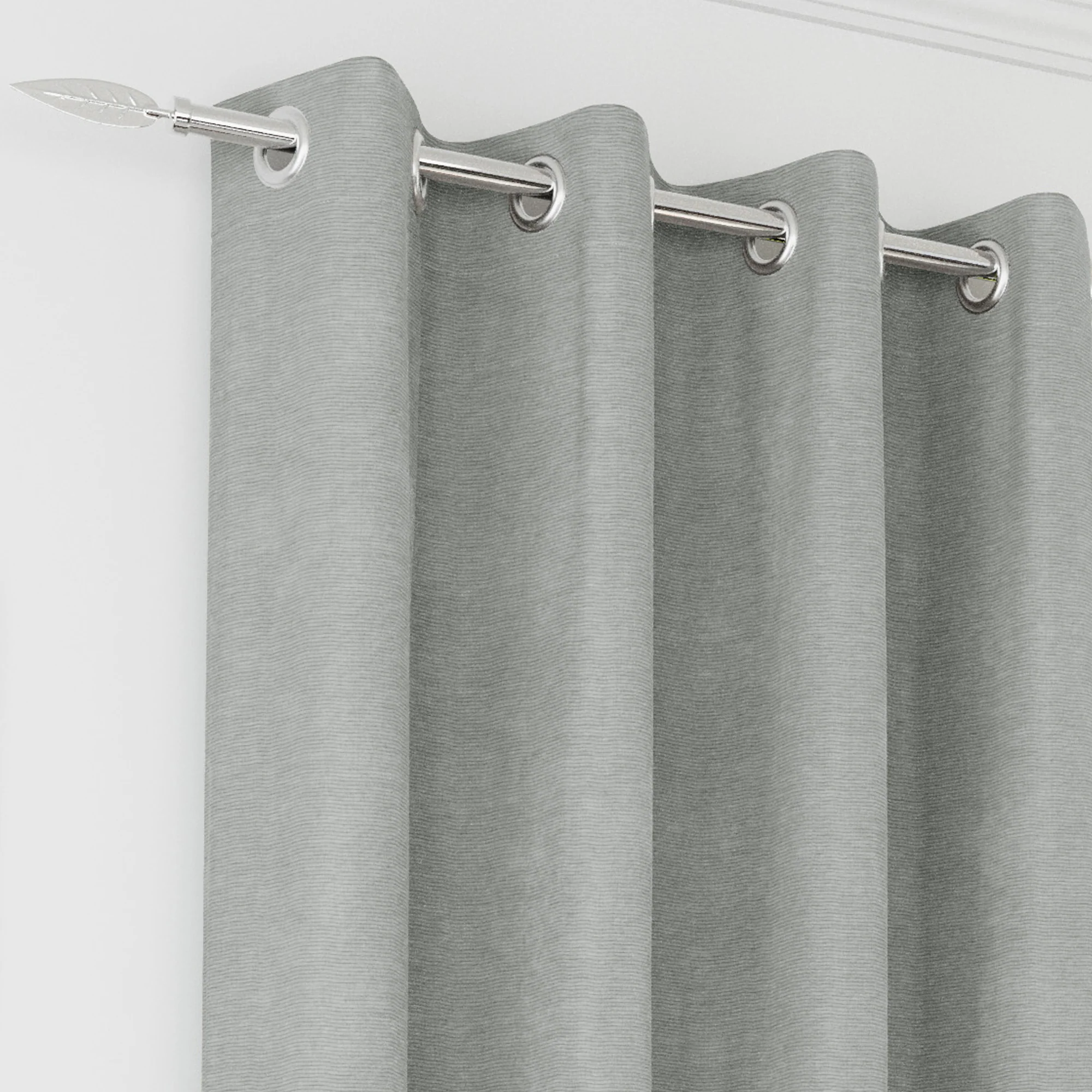 Enhanced Living Knightsbridge 100% Blackout, Thermal Grey Curtains With Eyelet Header - Pair - Image 2