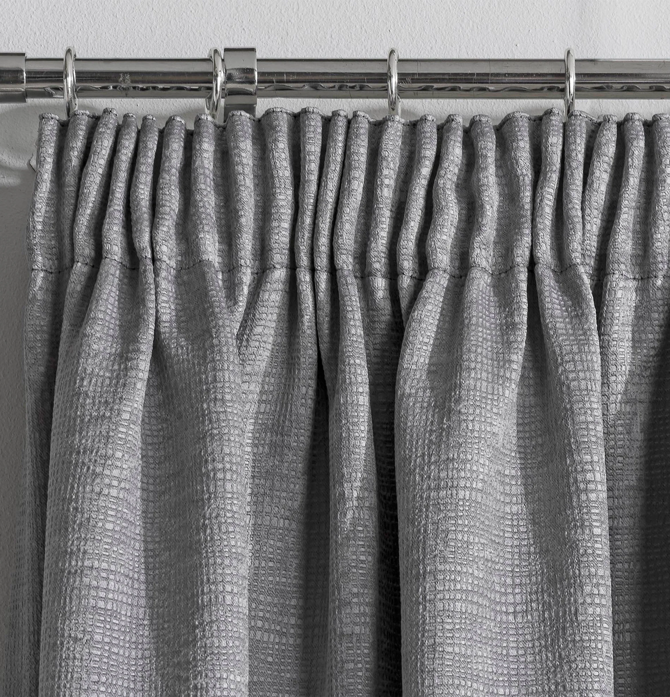 Enhanced Living Matrix Grey Silver Tape Top Thermal Noise Reducing Dim Out Curtains - Pair - Image 3