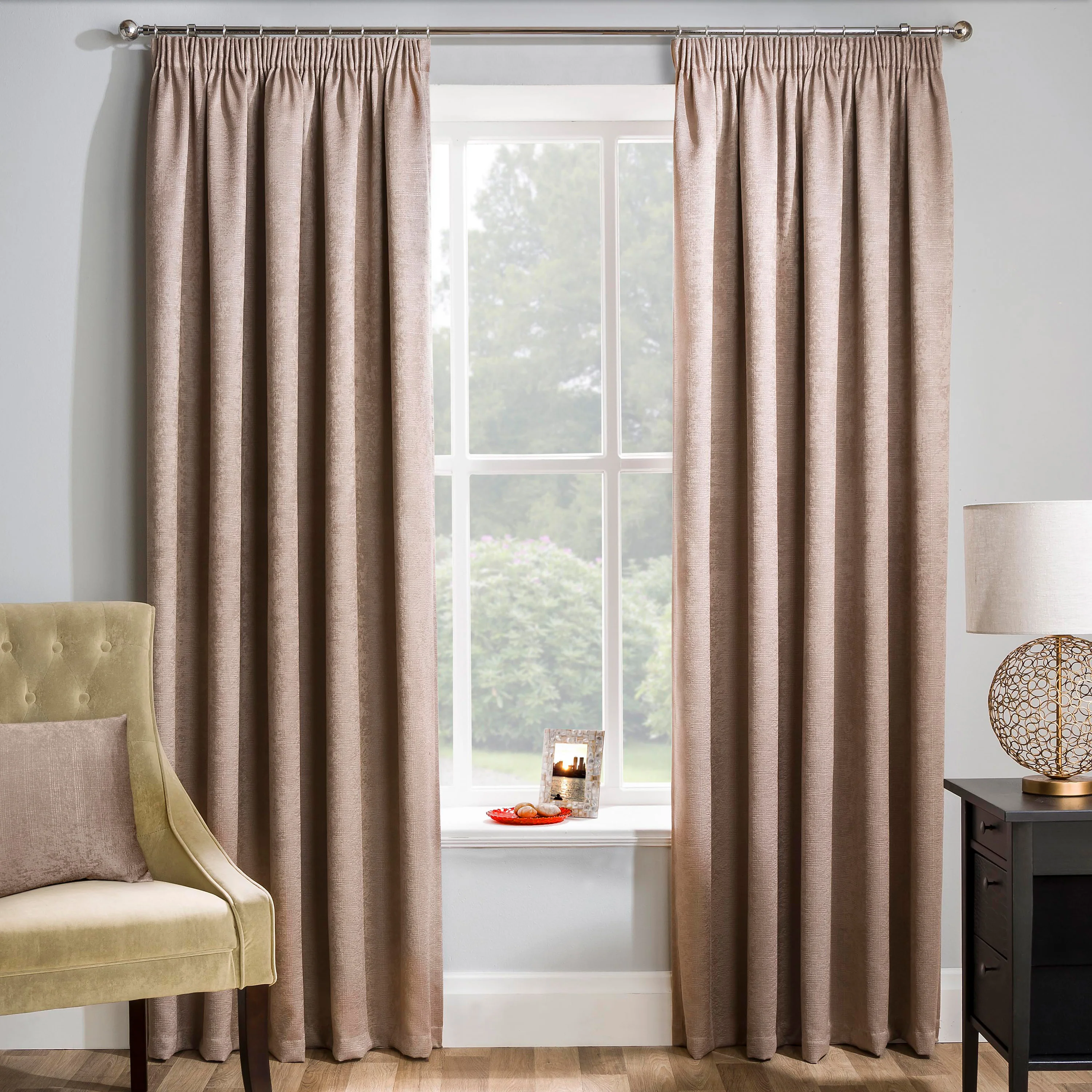 Enhanced Living Matrix Latte Natural Tape Top Thermal Noise Reducing Dim Out Curtains - Pair - Image 2