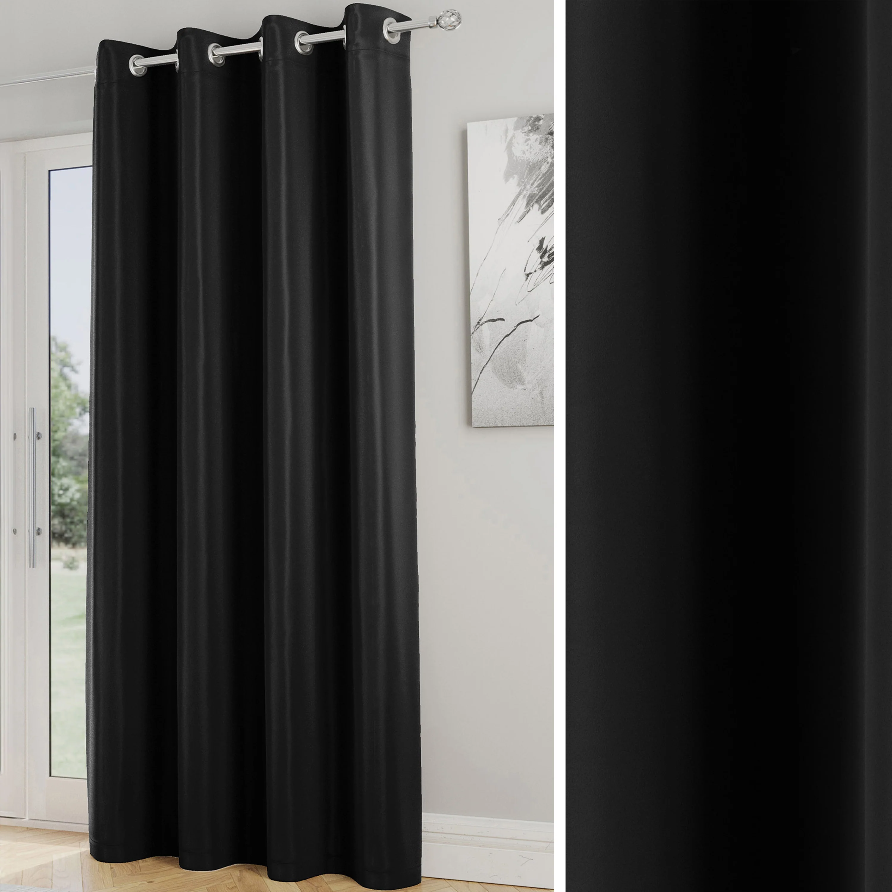 Enhanced Living Nightfall Plain Supersoft Navy Thermal Blockout Single Eyelet Door Curtain 168x214cm - Image 10