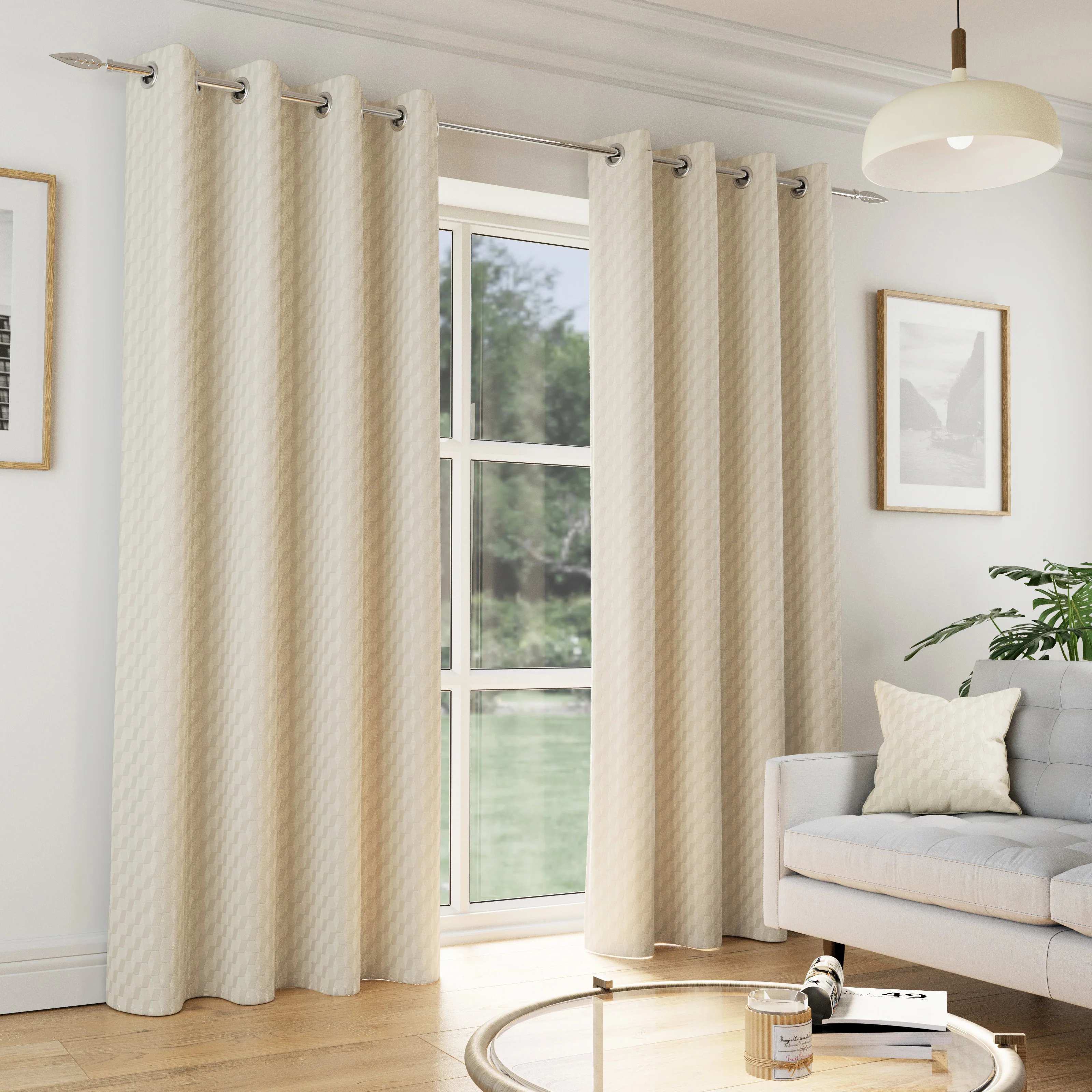 Enhanced Living Tokyo Cream Eyelet Thermal Noise Reducing Dim Out Curtains - Pair - Image 2