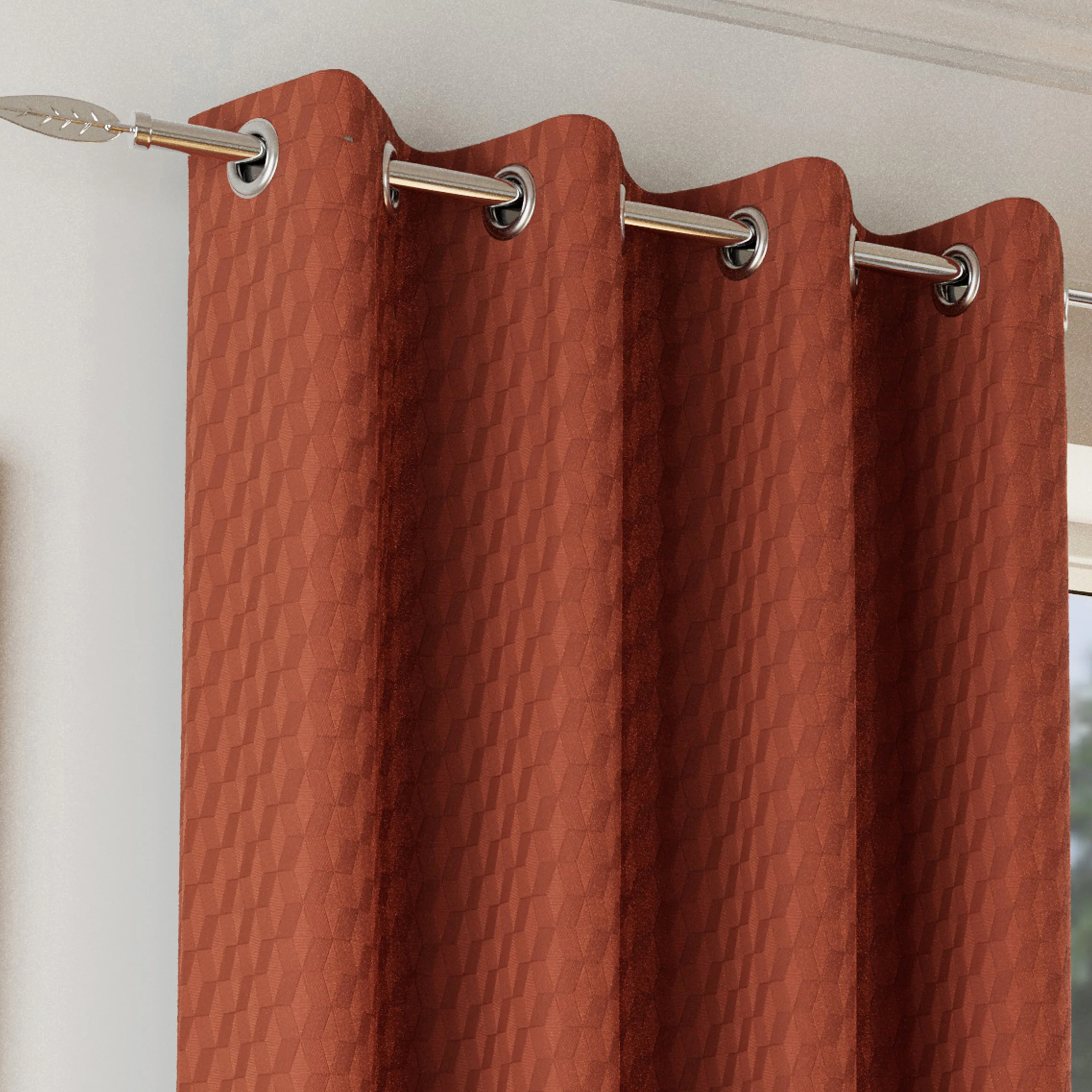 Enhanced Living Tokyo Orange Eyelet Thermal Noise Reducing Dim Out Curtains - Pair - Image 3
