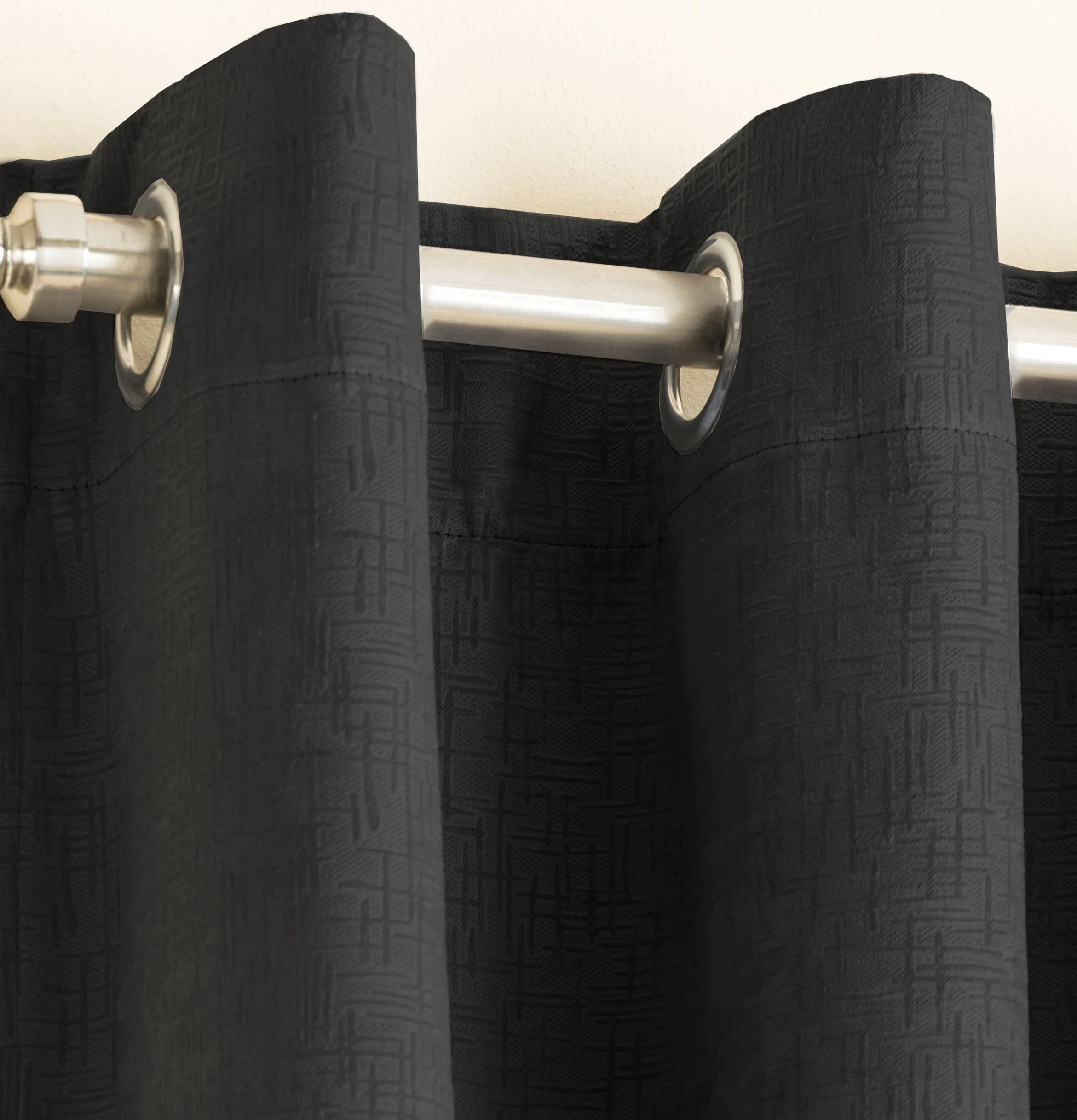 Enhanced Living Vogue Black Eyelet Thermal Noise reducing Dim Out Curtains - Pair - Image 3
