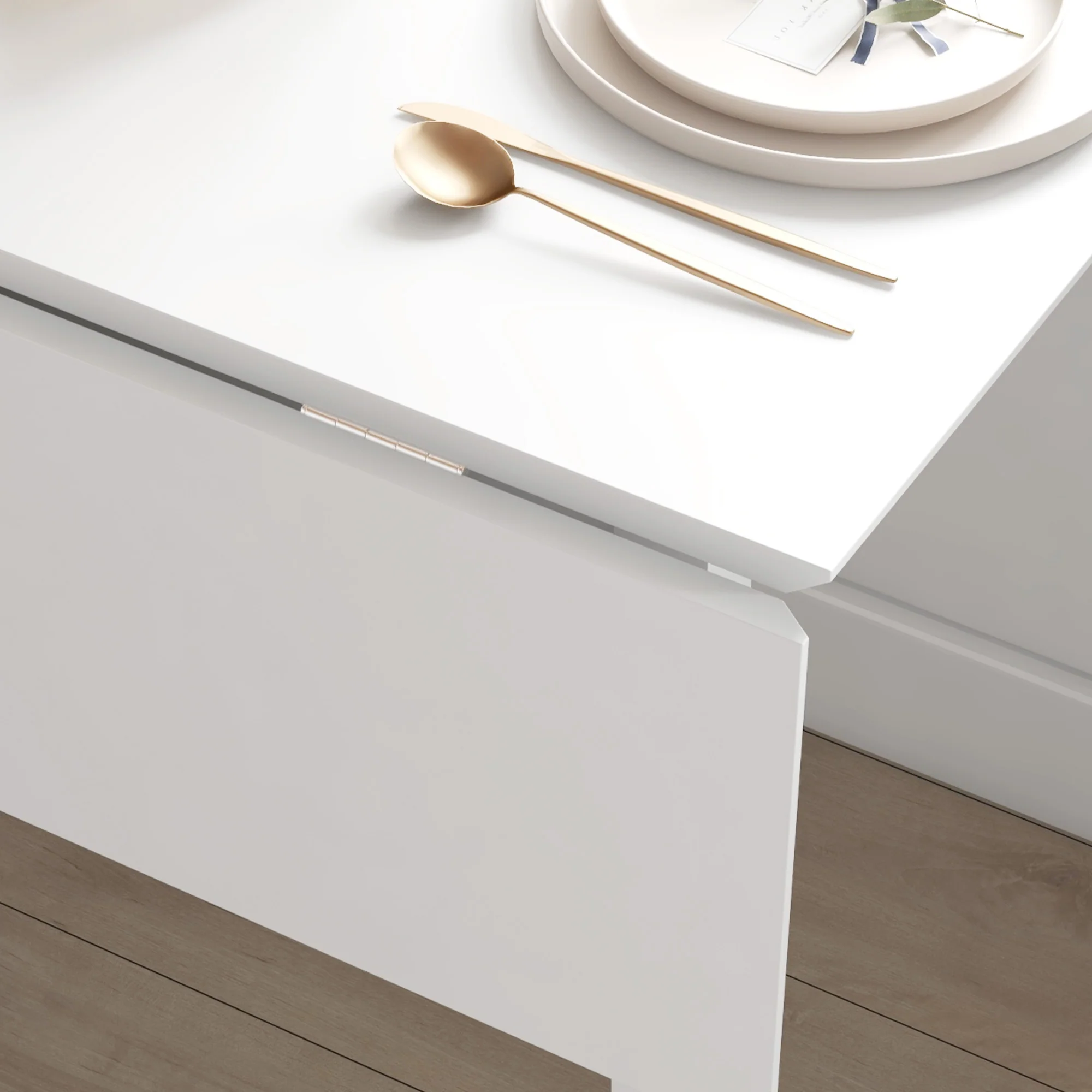 Extendable Kitchen Table for 2-4, Folding Drop Leaf Dining Table, White - Image 9