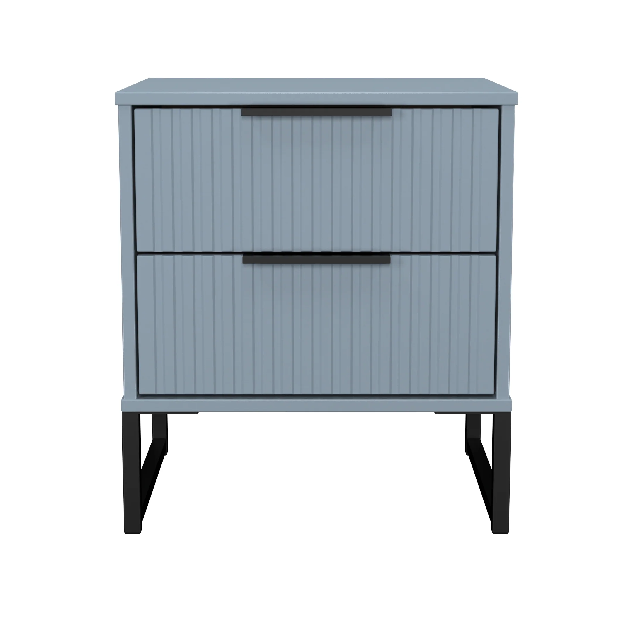 Fluted 2 Drawer Bedside in Denim Blue - Ready Assembled - Image 2