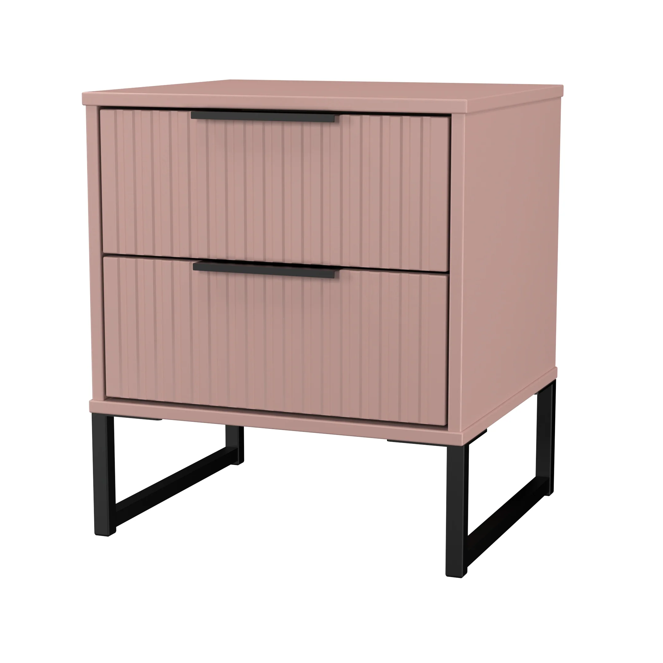 Fluted 2 Drawer Bedside in Kobe Pink - Ready Assembled - Image 4