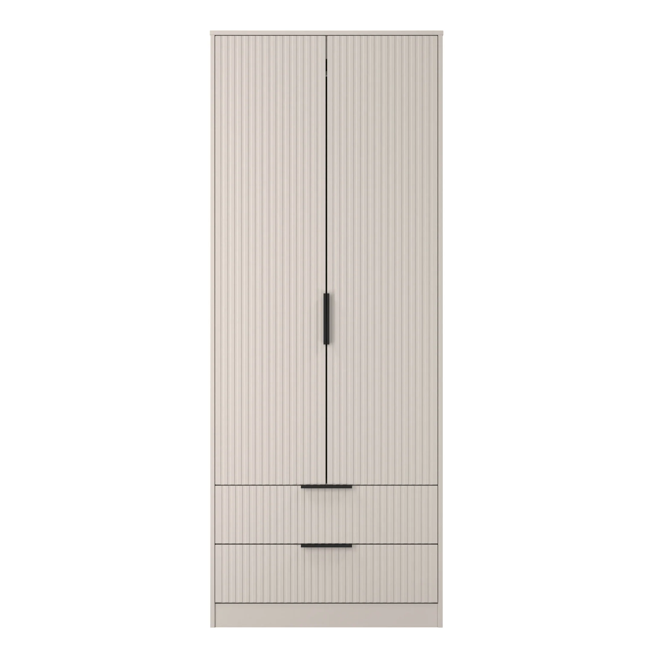 Fluted 2 Drawer Double Wardrobe in Kashmir Matt - Ready Assembled - Image 2