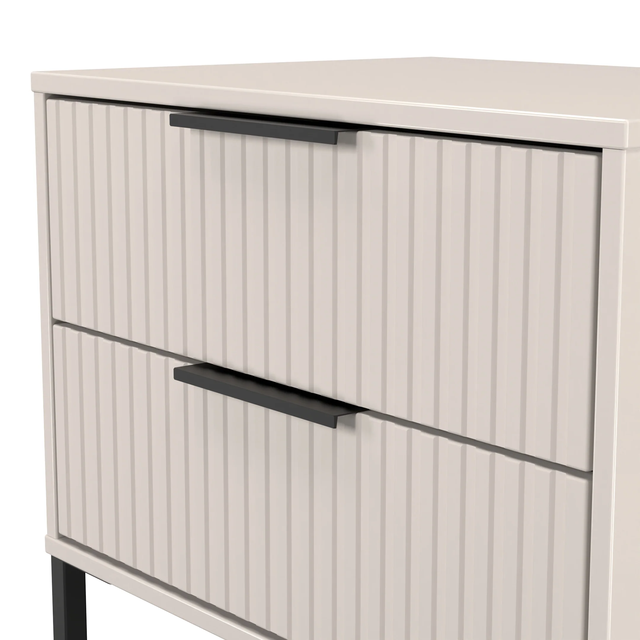 Fluted 2 Drawer Side Table in Kashmir Matt - Ready Assembled - Image 4