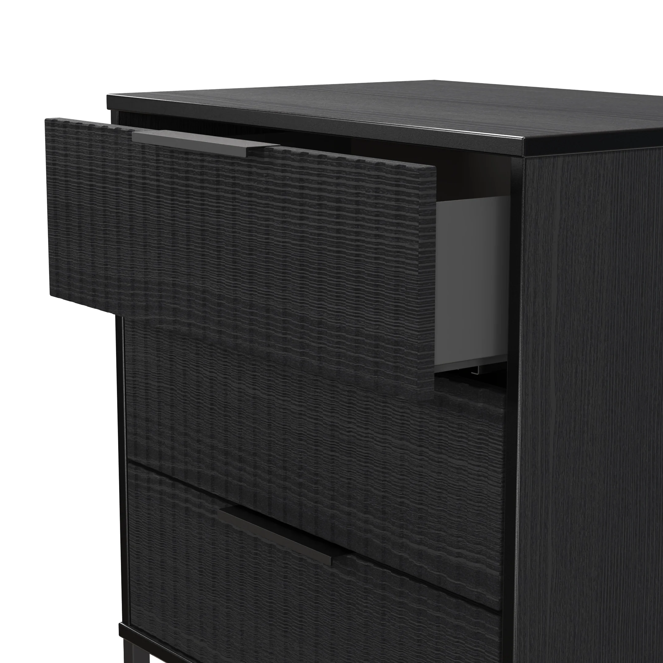 Fluted 3 Drawer Chest in Black Ash - Ready Assembled - Image 6