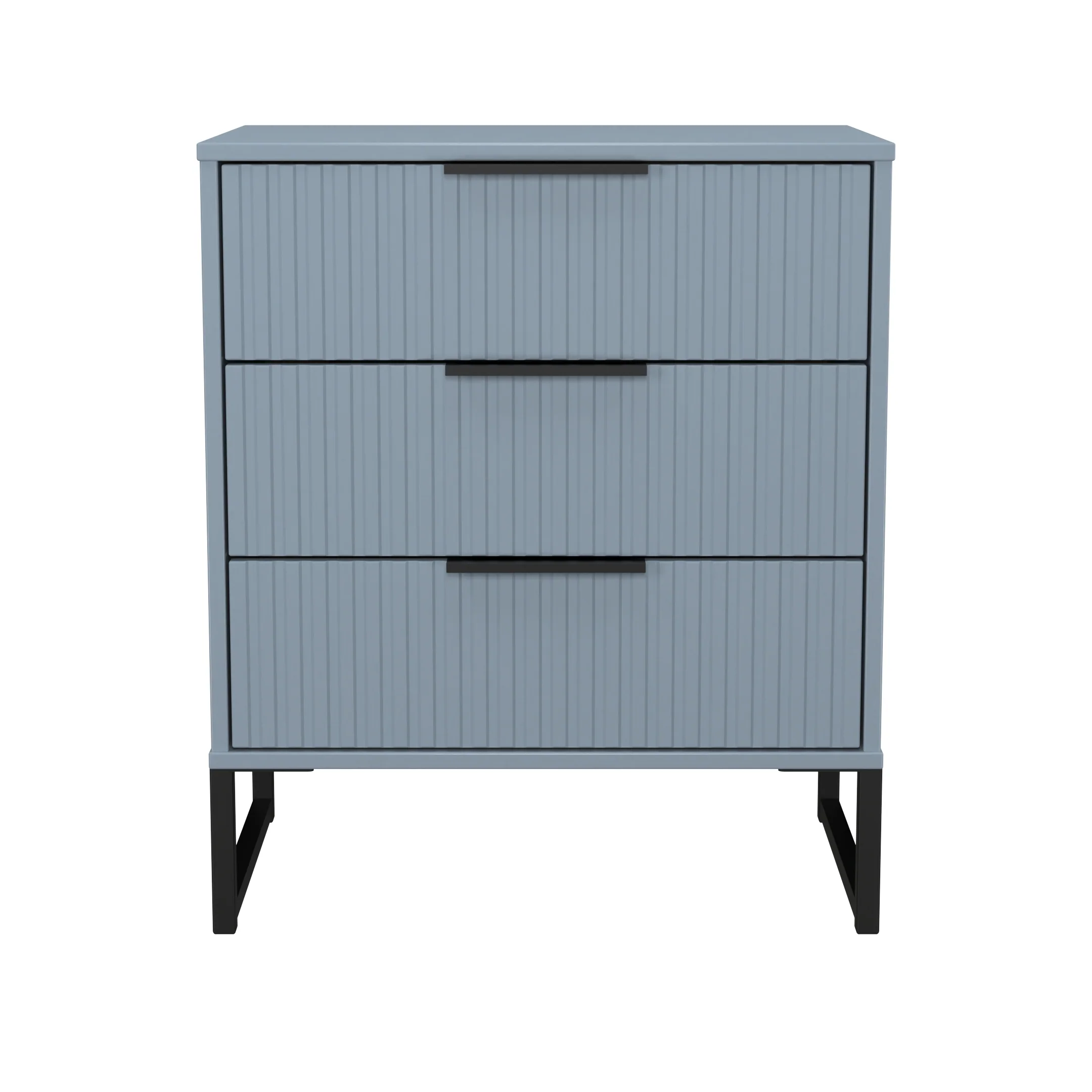 Fluted 3 Drawer Chest in Denim Blue - Ready Assembled - Image 2