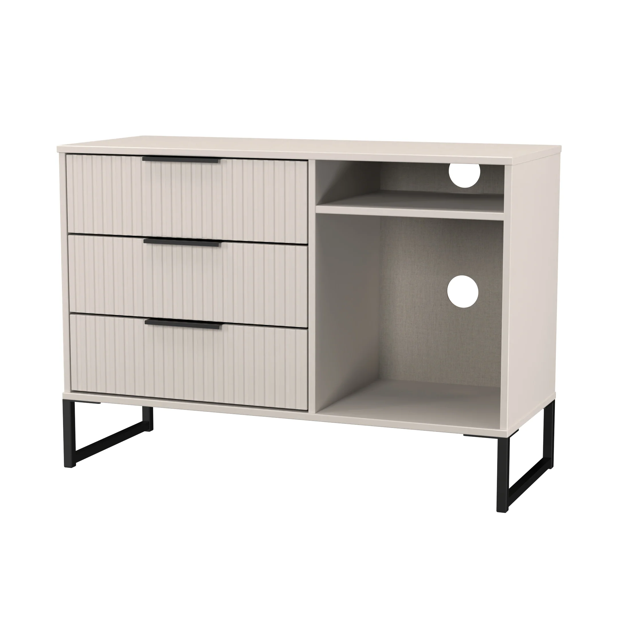 Fluted 3 Drawer TV Unit in Kashmir Matt - Ready Assembled - Image 4