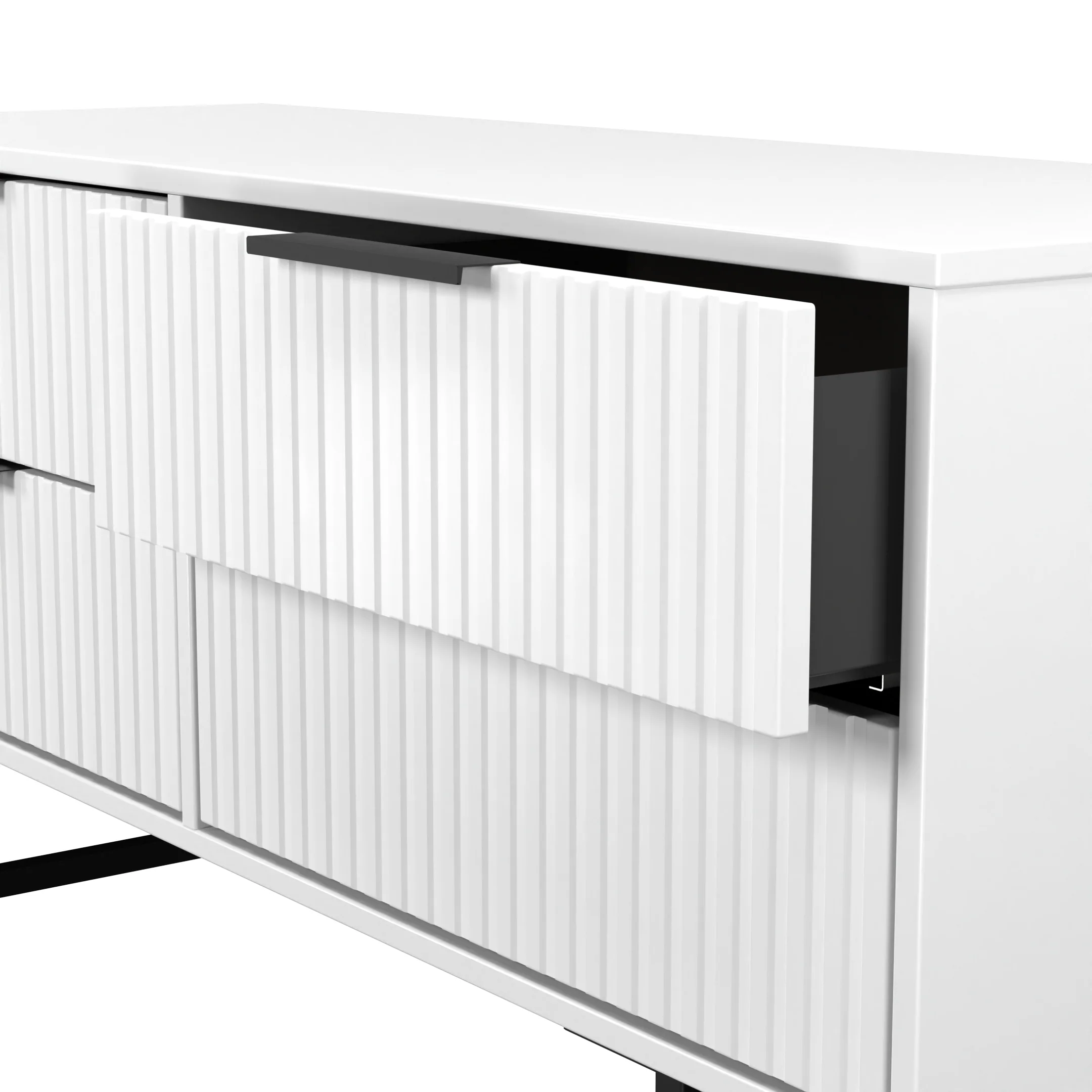 Fluted 4 Drawer Bedbox in White Matt - Ready Assembled - Image 6