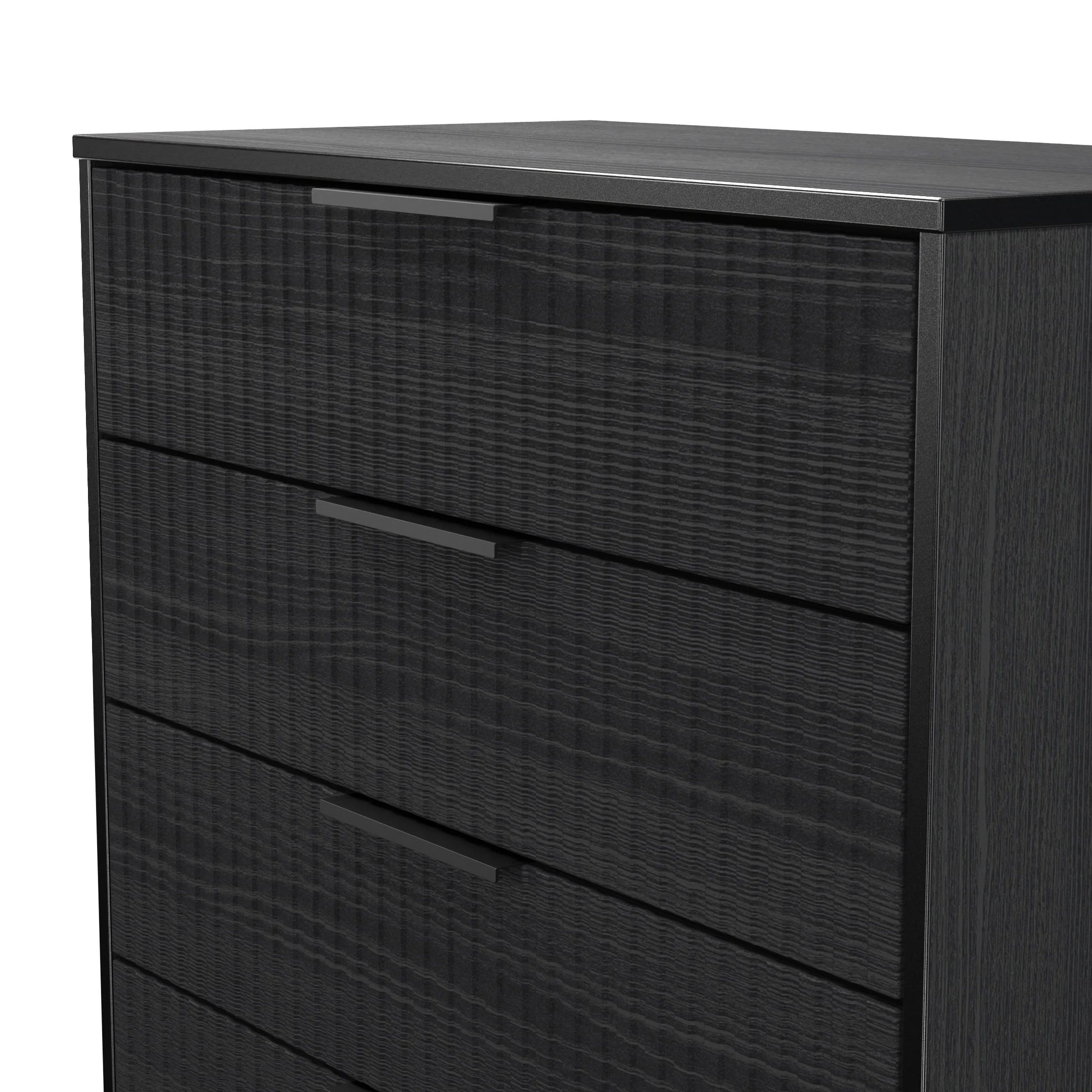 Fluted 4 Drawer Chest in Black Ash - Ready Assembled - Image 5