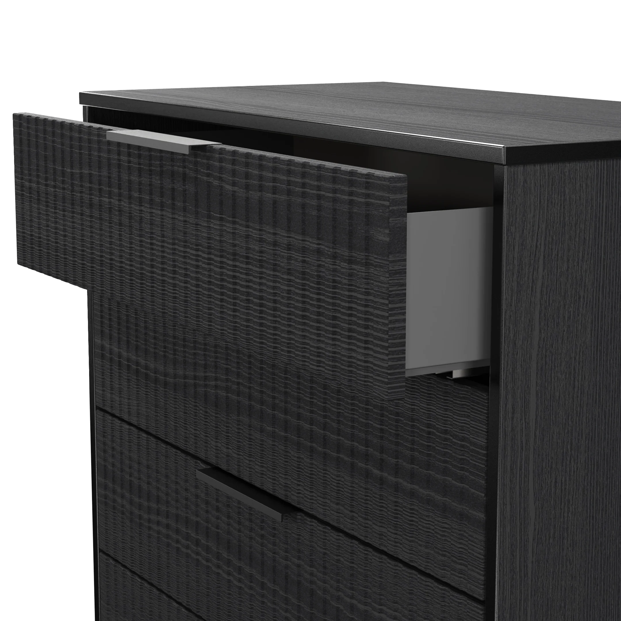 Fluted 4 Drawer Chest in Black Ash - Ready Assembled - Image 6