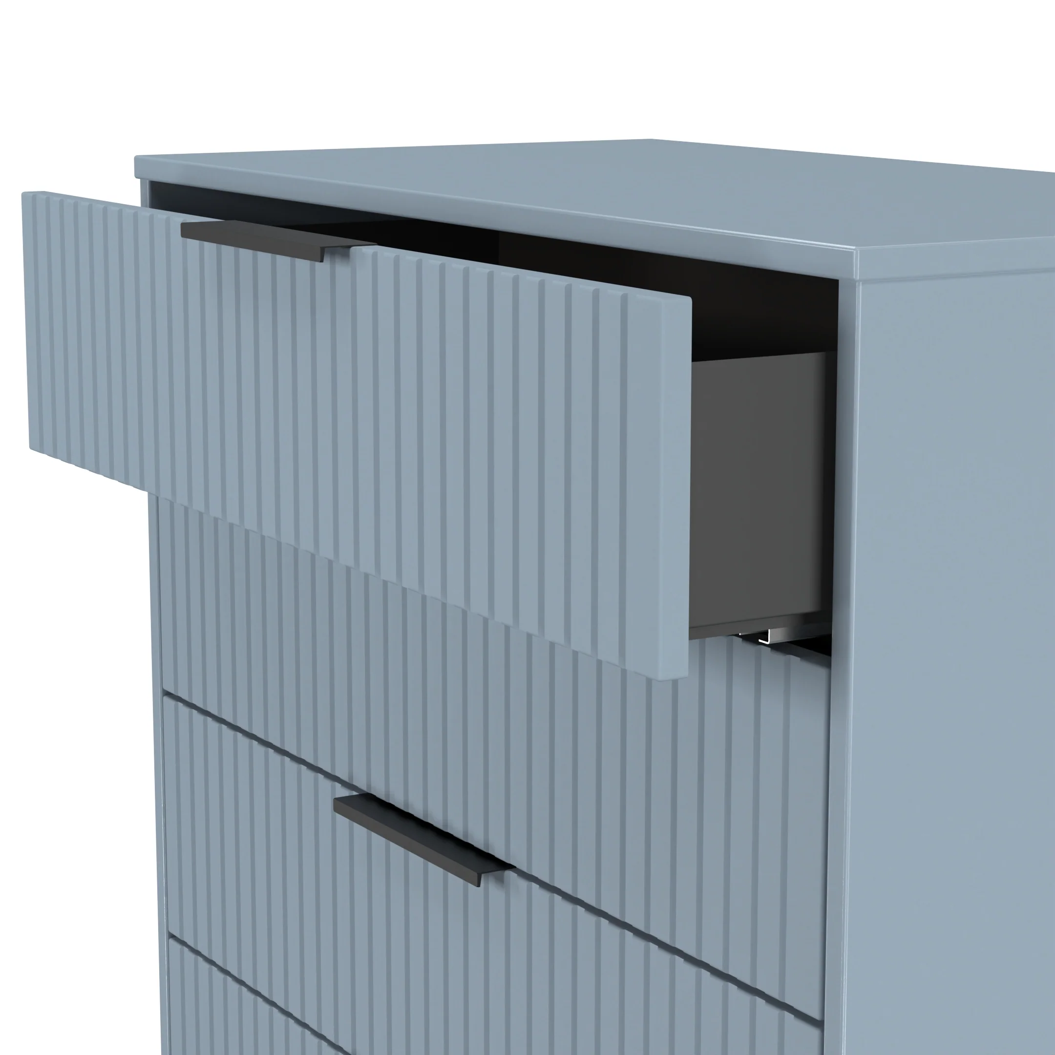 Fluted 4 Drawer Chest in Denim Blue - Ready Assembled - Image 6