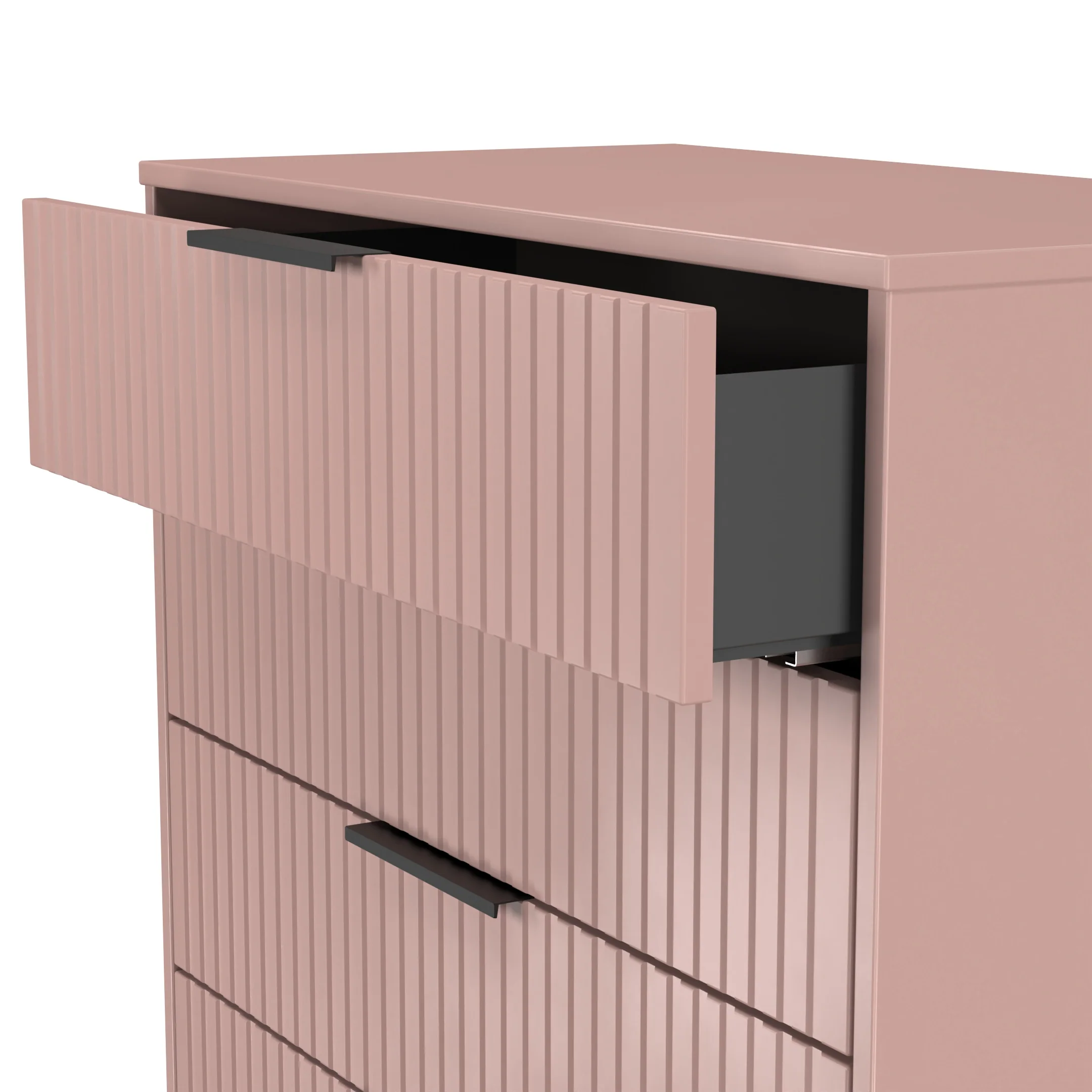 Fluted 4 Drawer Chest in Kobe Pink - Ready Assembled - Image 6