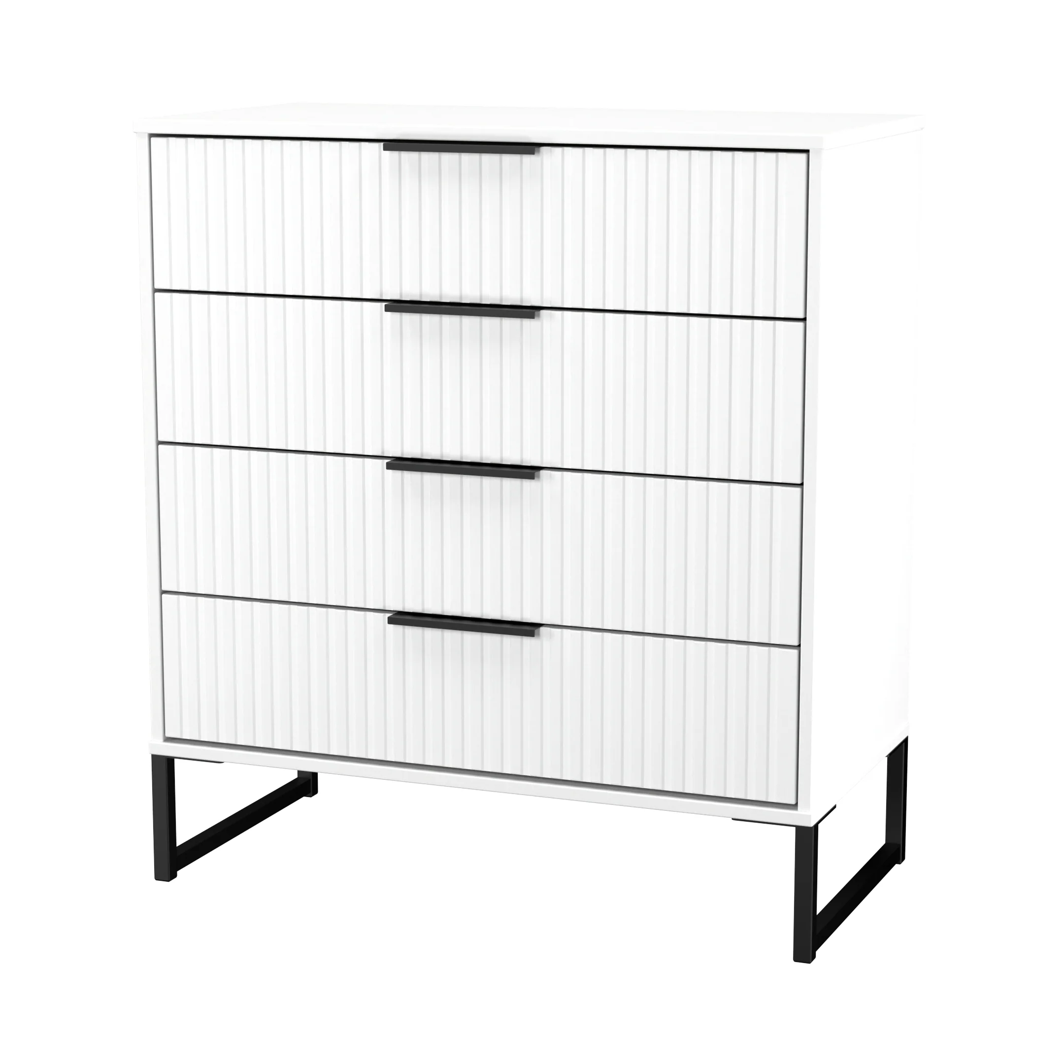 Fluted 4 Drawer Chest in White Matt - Ready Assembled - Image 4