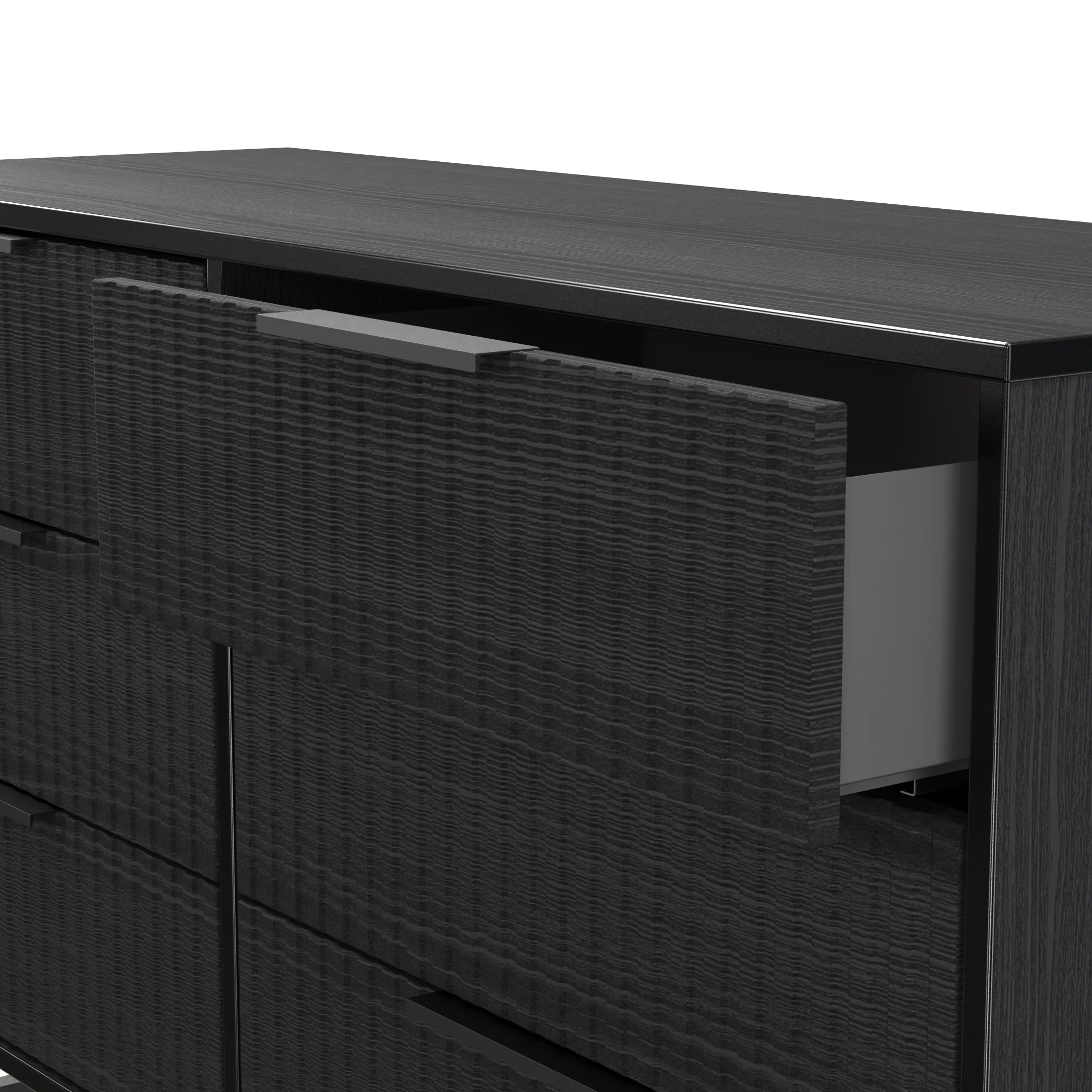 Fluted 6 Drawer Midi Chest in Black Ash - Ready Assembled - Image 6