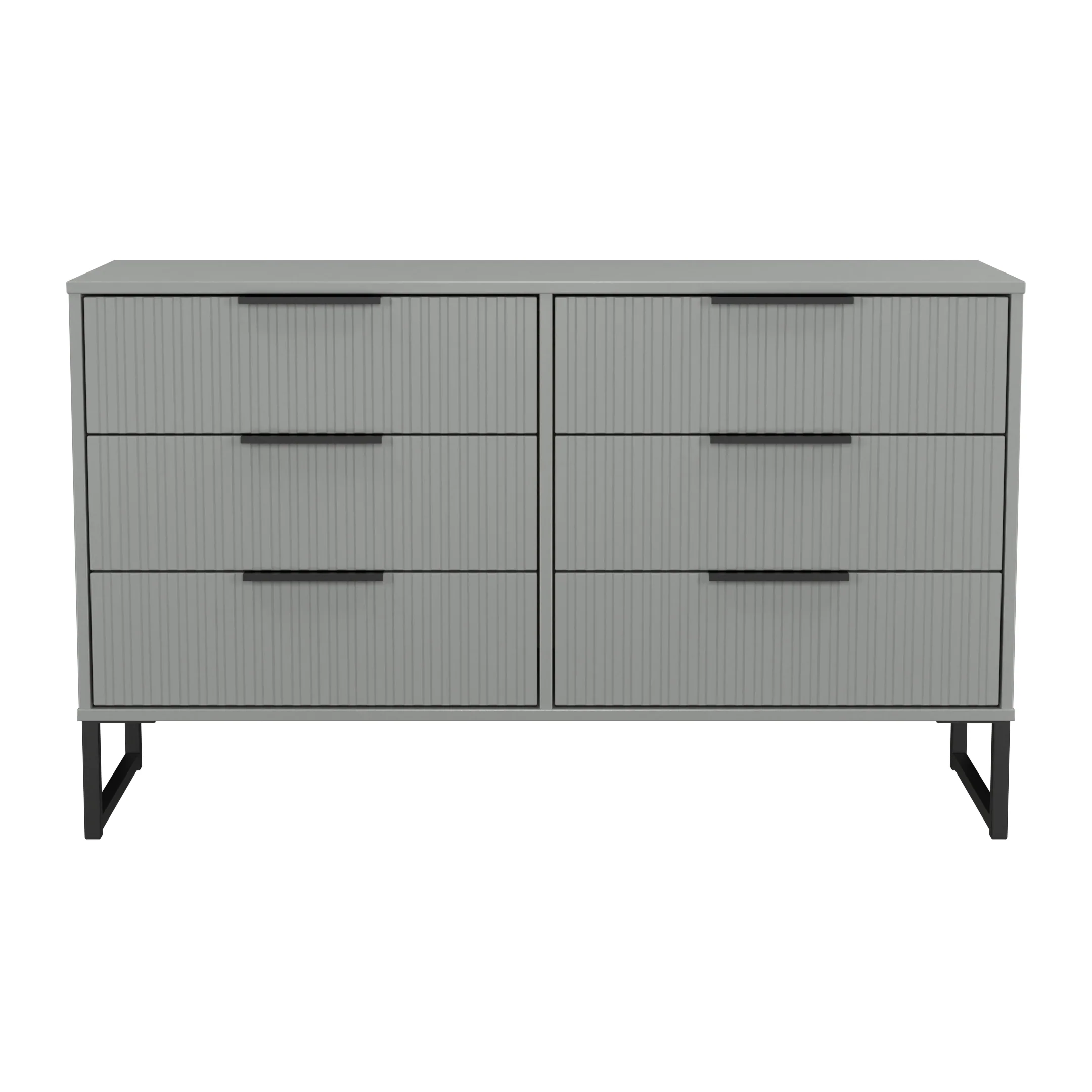 Fluted 6 Drawer Midi Chest in Dusk Grey - Ready Assembled - Image 2