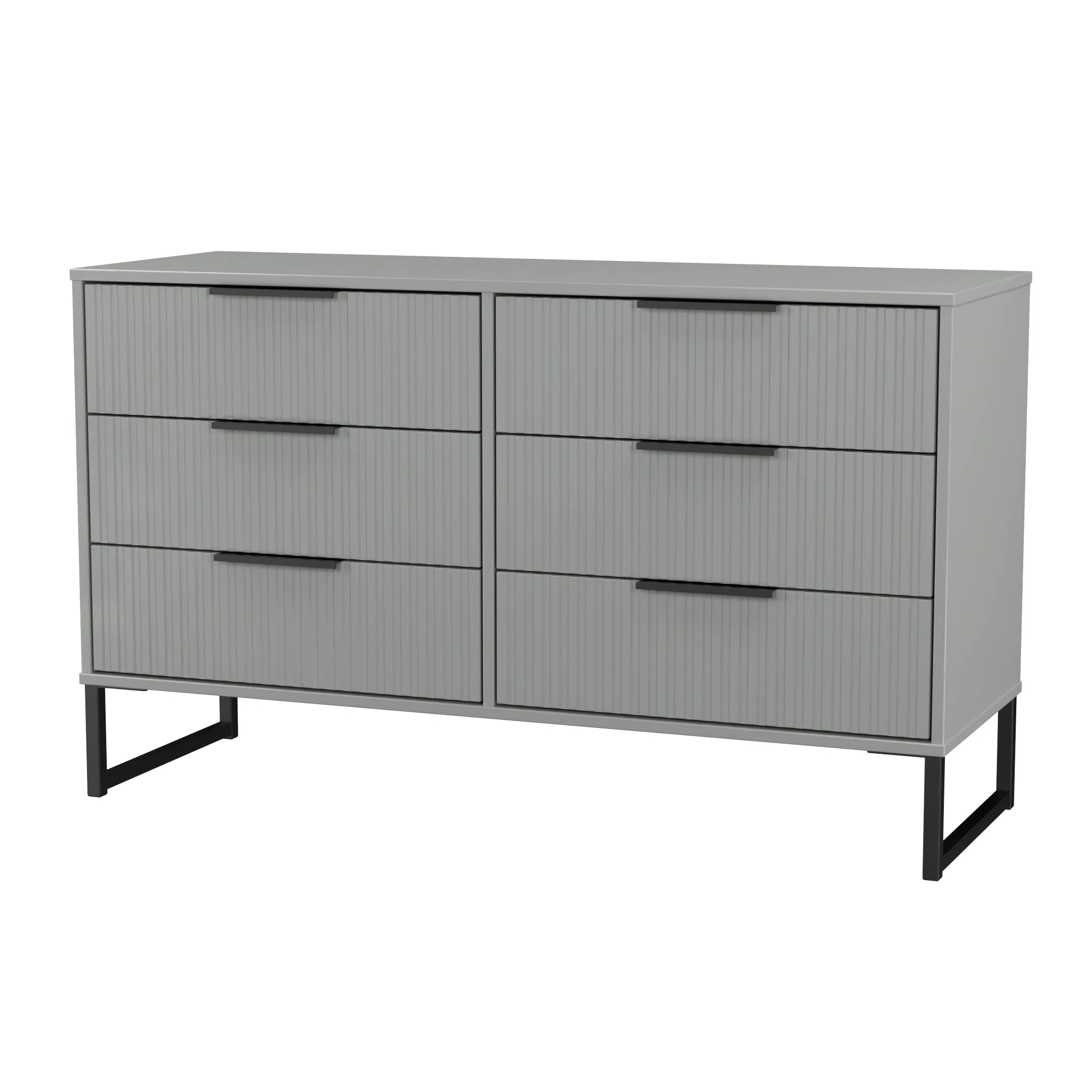 Fluted 6 Drawer Midi Chest in Dusk Grey - Ready Assembled - Image 4