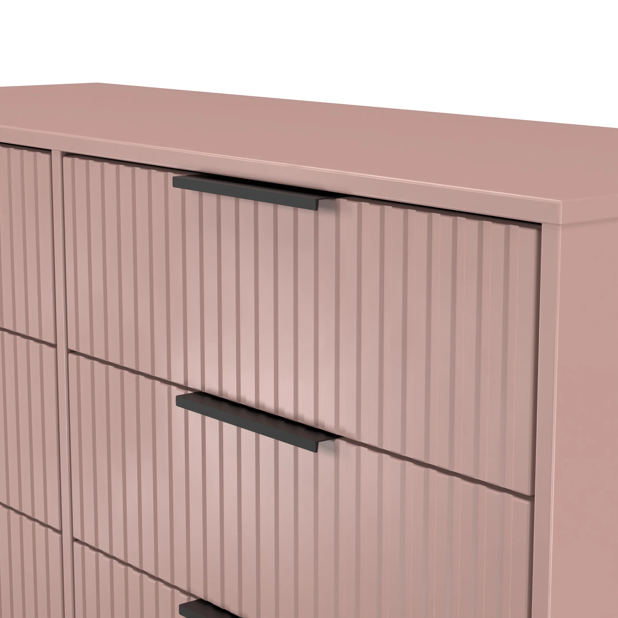 Fluted 6 Drawer Midi Chest in Kobe Pink - Ready Assembled - Image 5