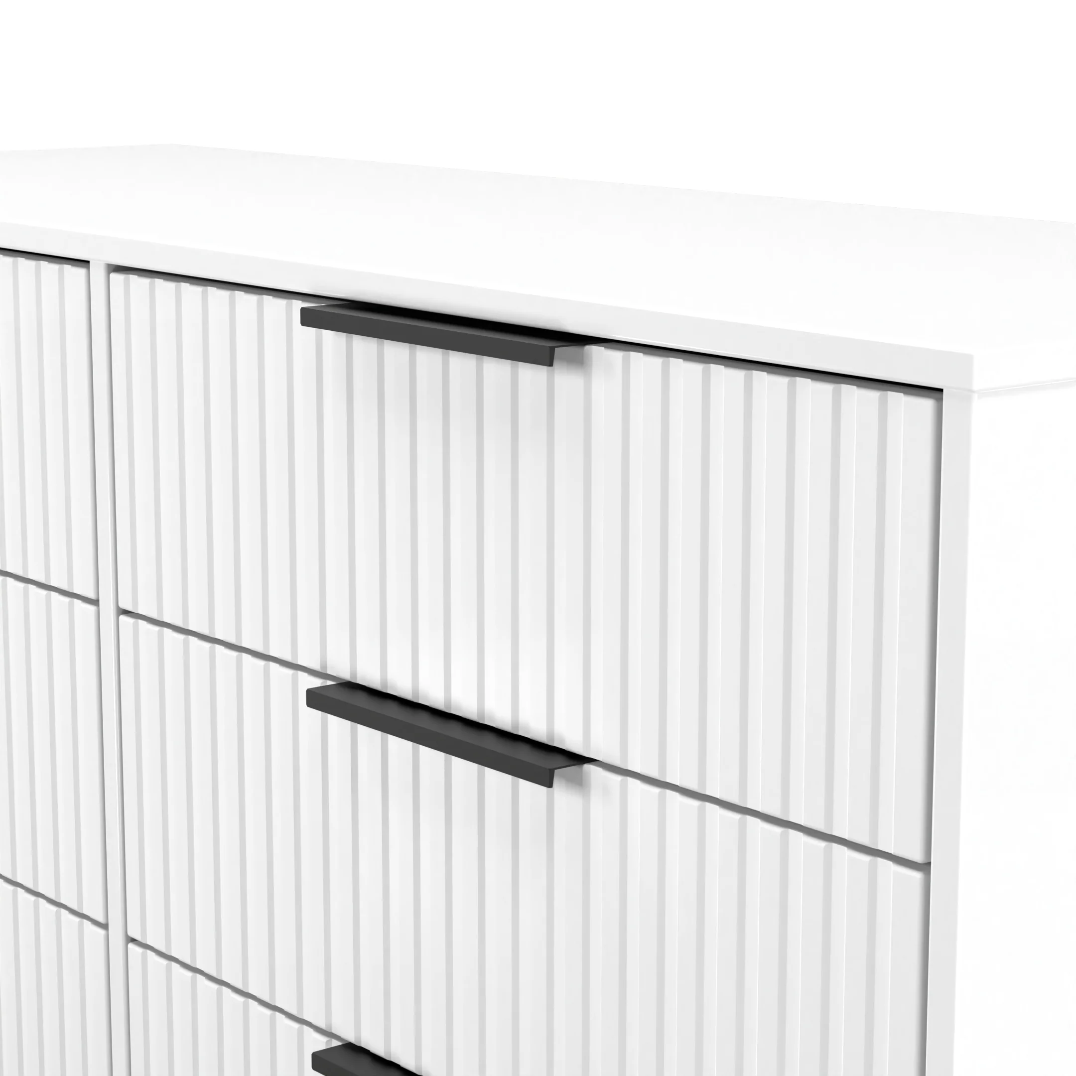 Fluted 6 Drawer Midi Chest in White Matt - Ready Assembled - Image 5