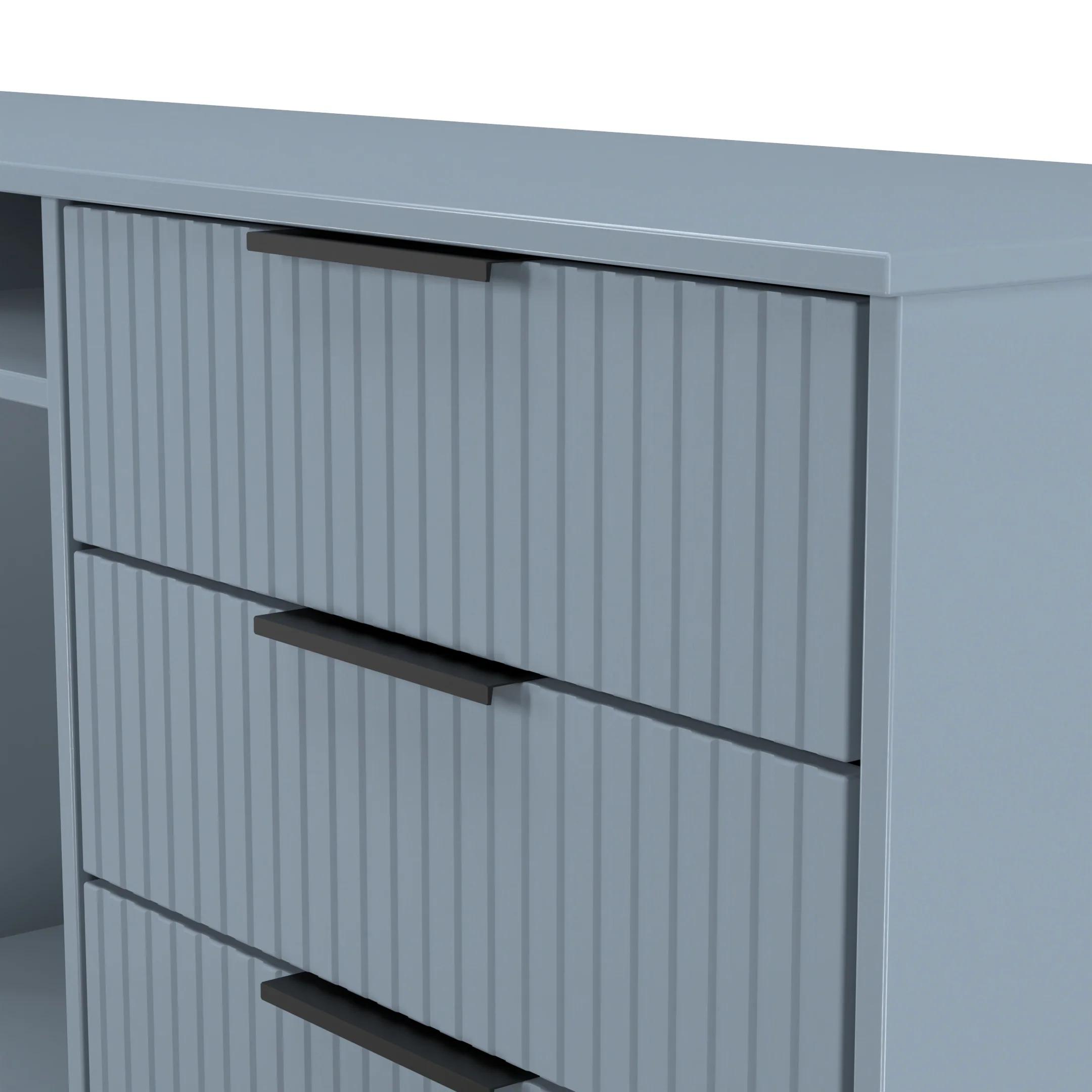 Fluted 6 Drawer Sideboard in Denim Blue - Ready Assembled - Image 5
