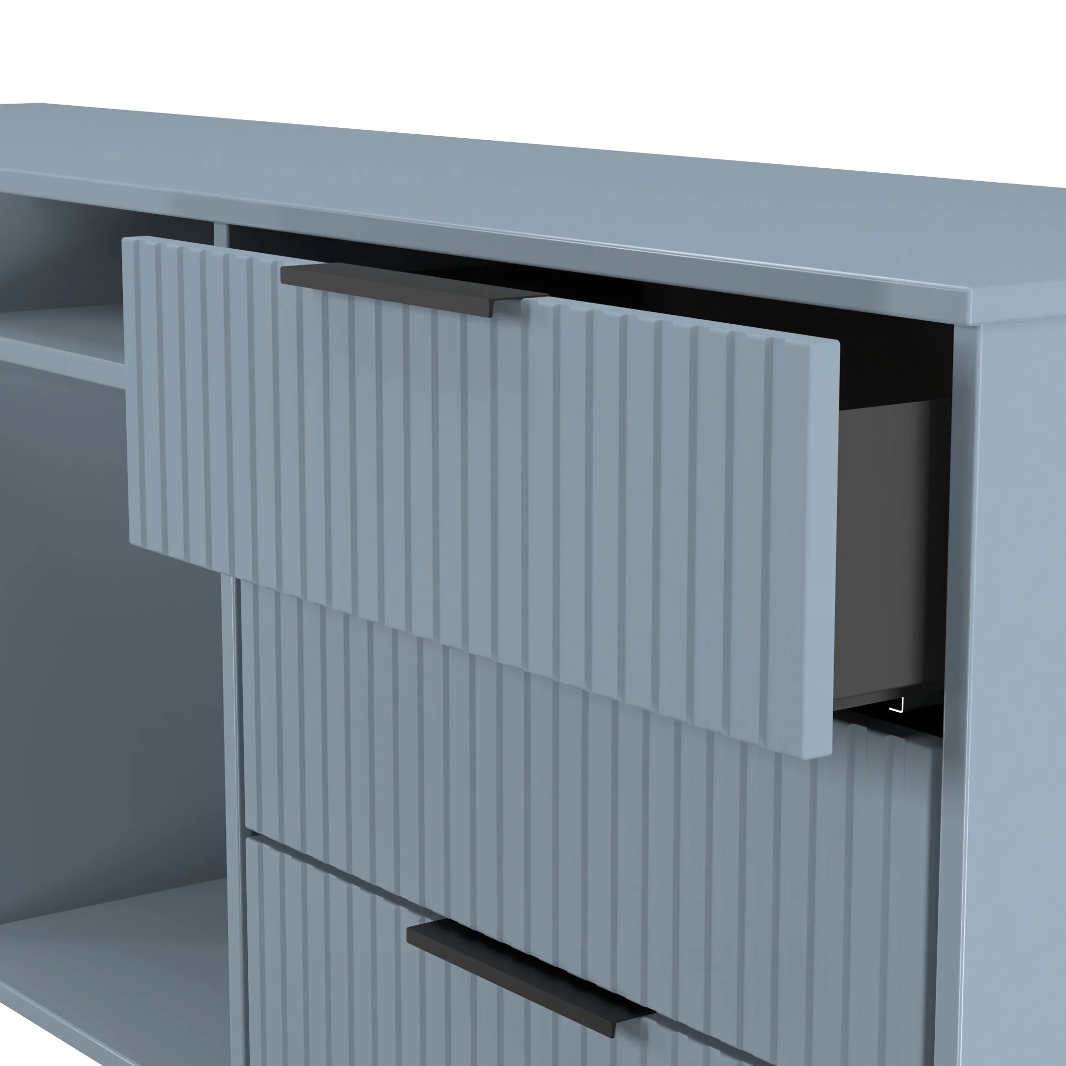 Fluted 6 Drawer Sideboard in Denim Blue - Ready Assembled - Image 6